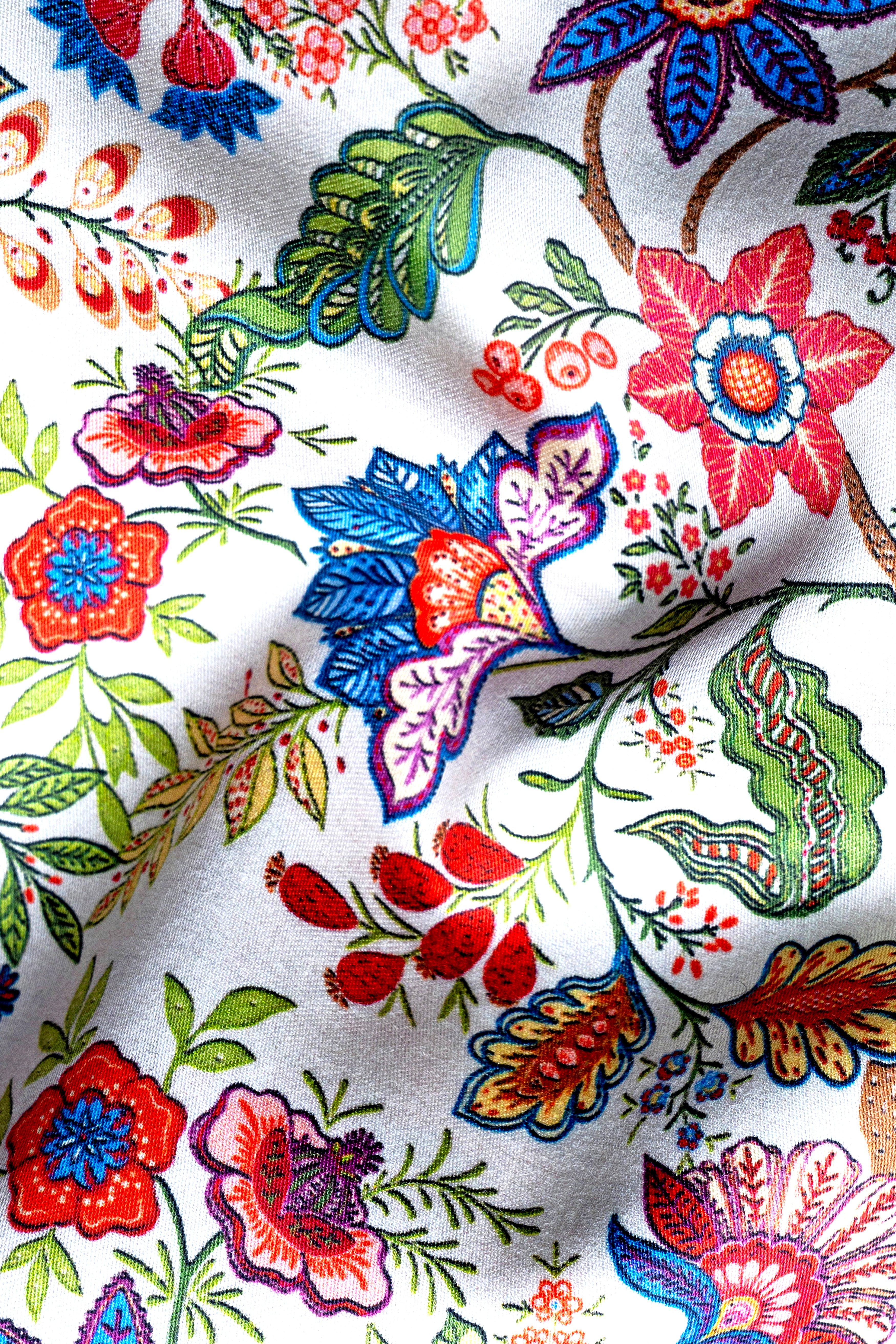 Bright White with Multicolour Flowers Printed Super Soft Premium Cotton Shirt