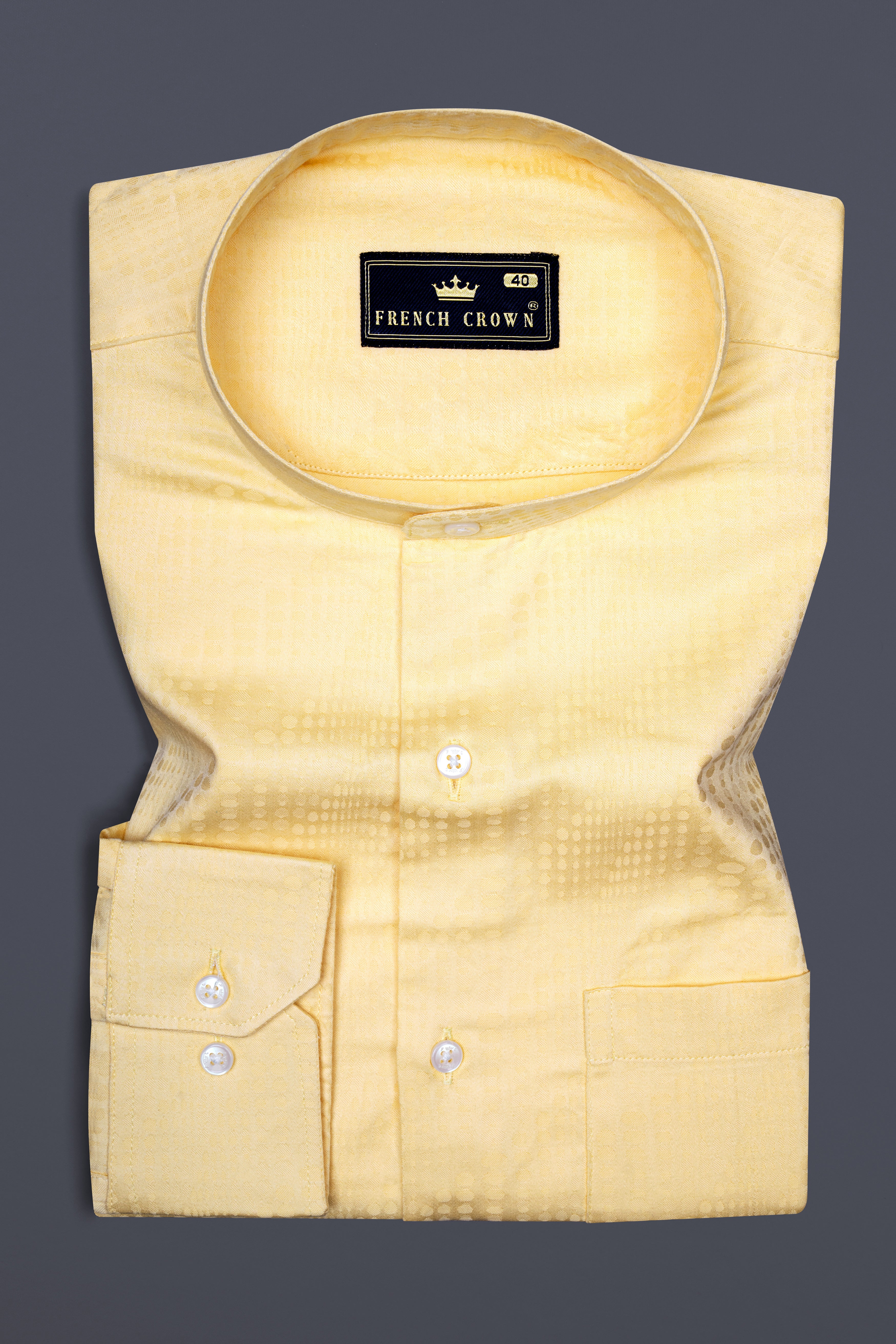 Brandy Yellow Jacquard Textured Premium Giza Cotton Shirt 12636-M-38, 12636-M-H-38, 12636-M-39, 12636-M-H-39, 12636-M-40, 12636-M-H-40, 12636-M-42, 12636-M-H-42, 12636-M-44, 12636-M-H-44, 12636-M-46, 12636-M-H-46, 12636-M-48, 12636-M-H-48, 12636-M-50, 12636-M-H-50, 12636-M-52, 12636-M-H-52