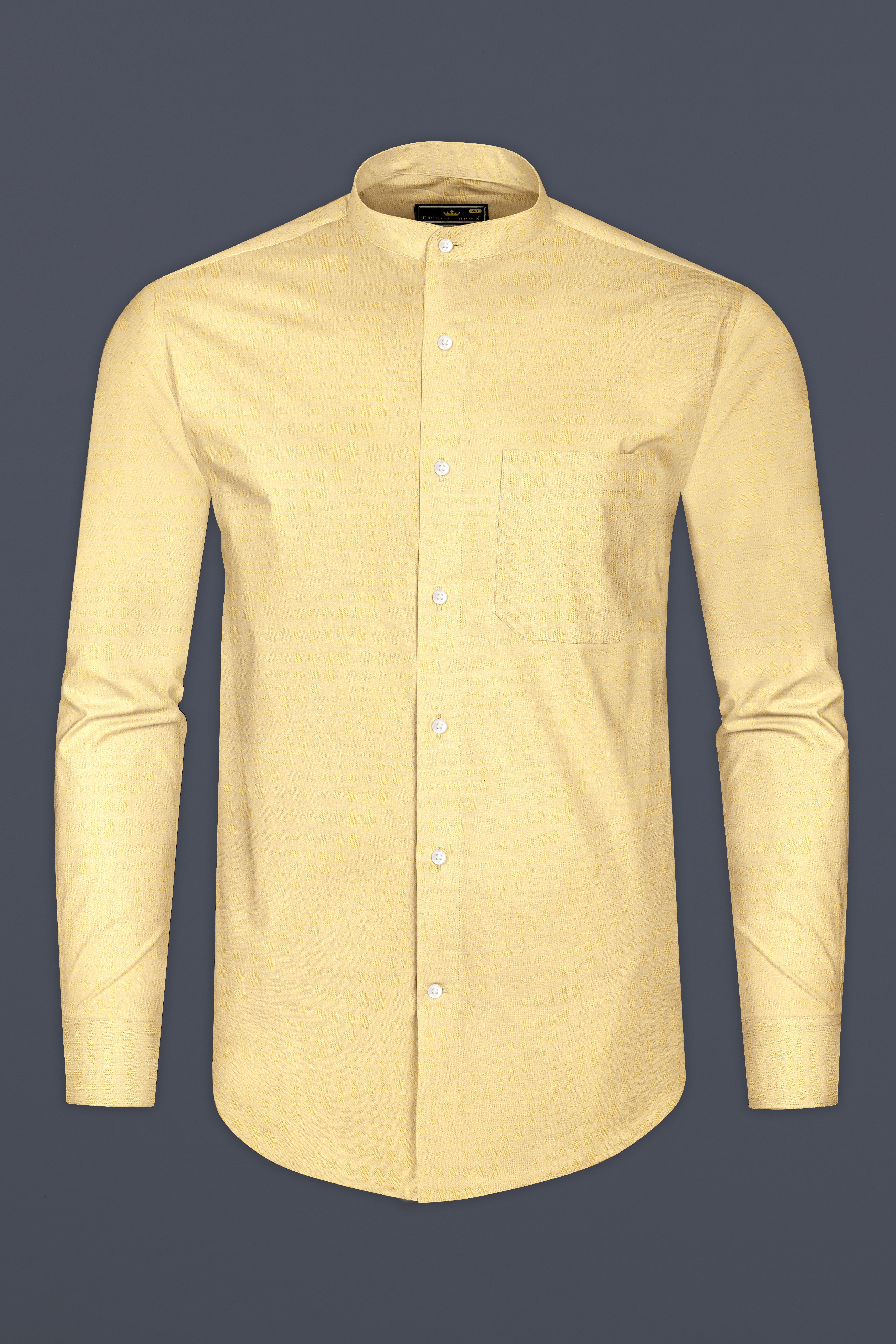 Brandy Yellow Jacquard Textured Premium Giza Cotton Shirt 12636-M-38, 12636-M-H-38, 12636-M-39, 12636-M-H-39, 12636-M-40, 12636-M-H-40, 12636-M-42, 12636-M-H-42, 12636-M-44, 12636-M-H-44, 12636-M-46, 12636-M-H-46, 12636-M-48, 12636-M-H-48, 12636-M-50, 12636-M-H-50, 12636-M-52, 12636-M-H-52