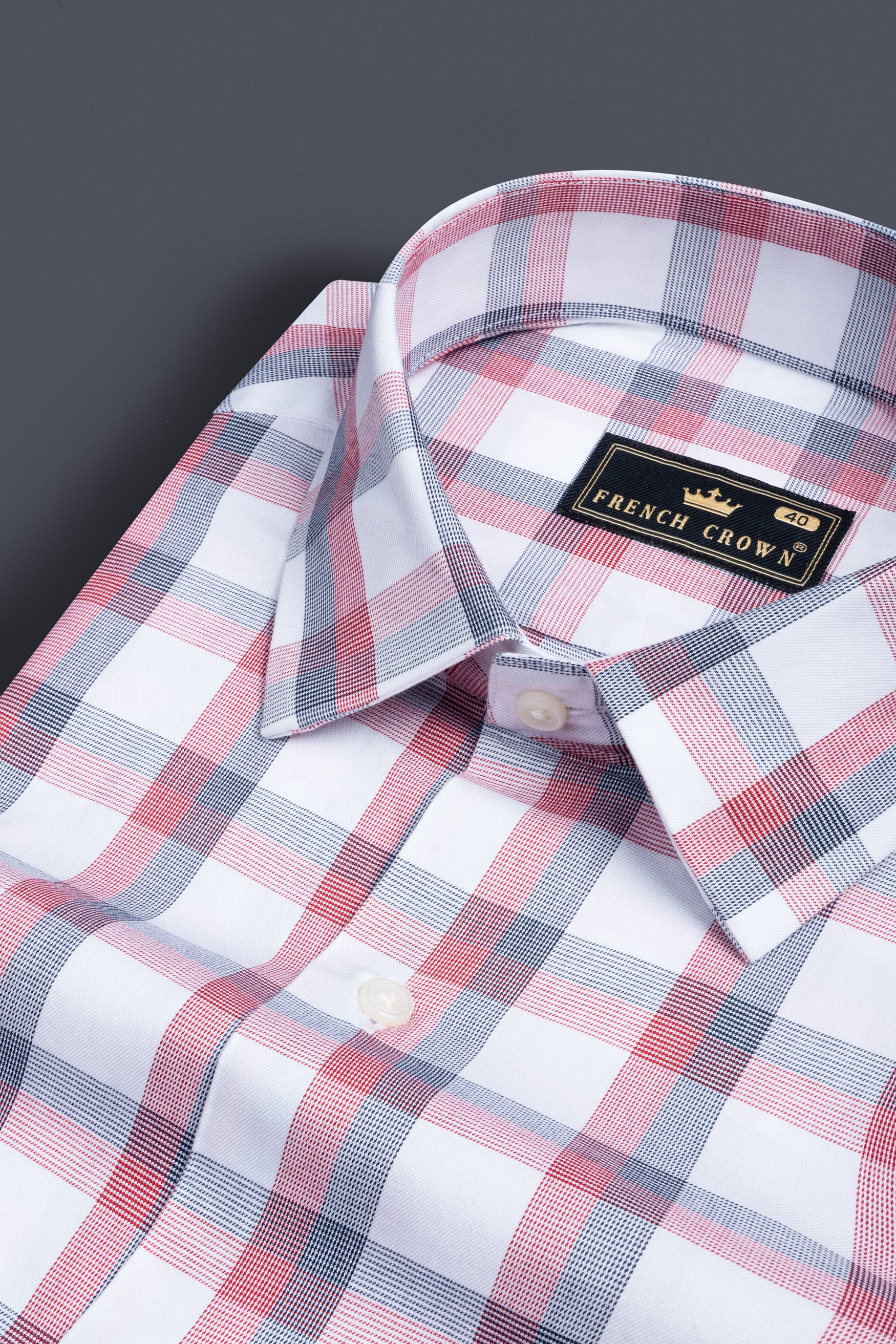 Valentine Red with Black Plaid Dobby Textured Premium Cotton Shirt 12651-38, 12651-H-38, 12651-39, 12651-H-39, 12651-40, 12651-H-40, 12651-42, 12651-H-42, 12651-44, 12651-H-44, 12651-46, 12651-H-46, 12651-48, 12651-H-48, 12651-50, 12651-H-50, 12651-52, 12651-H-52