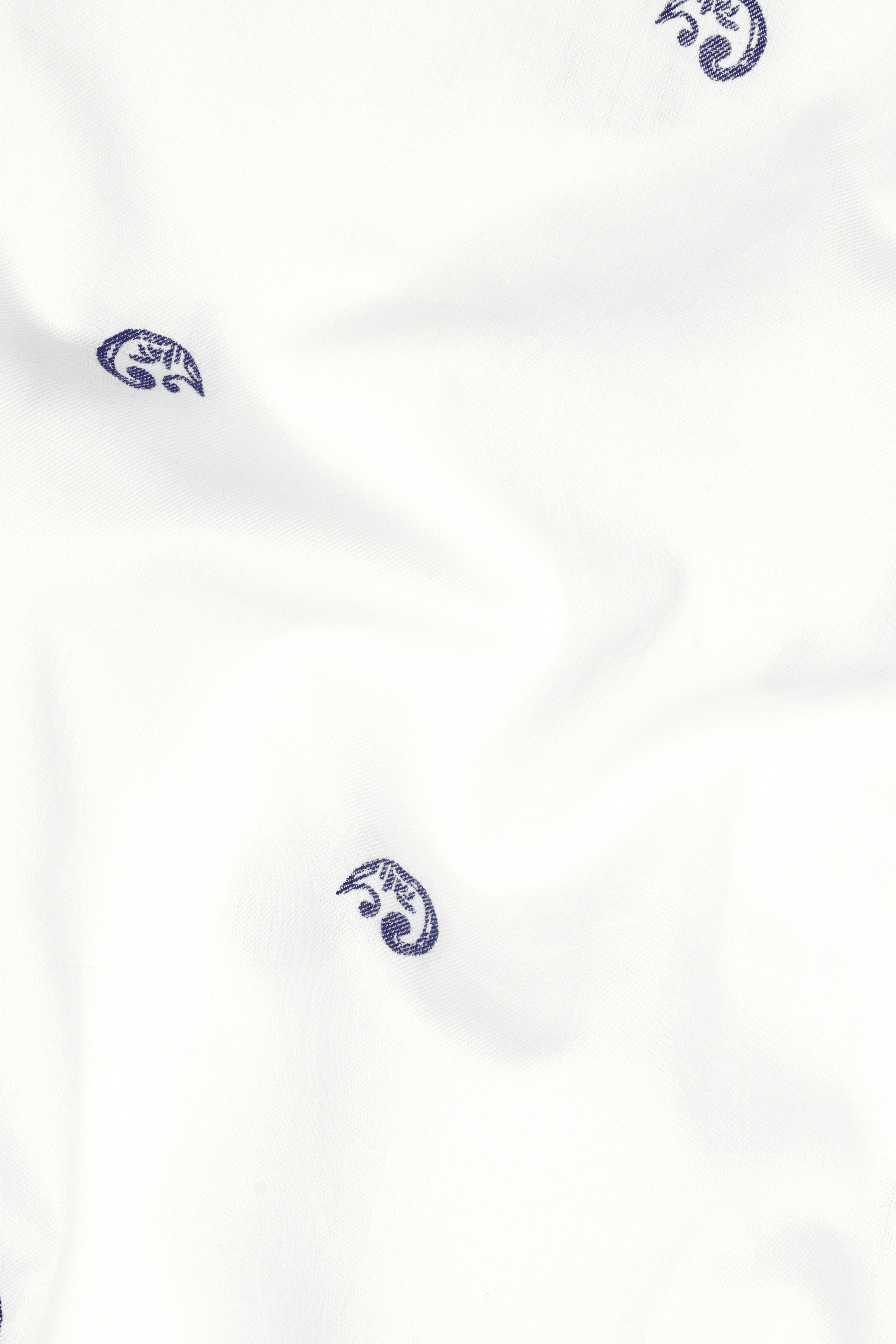 Bright White Jacquard Butta Textured Premium Giza Cotton Shirt