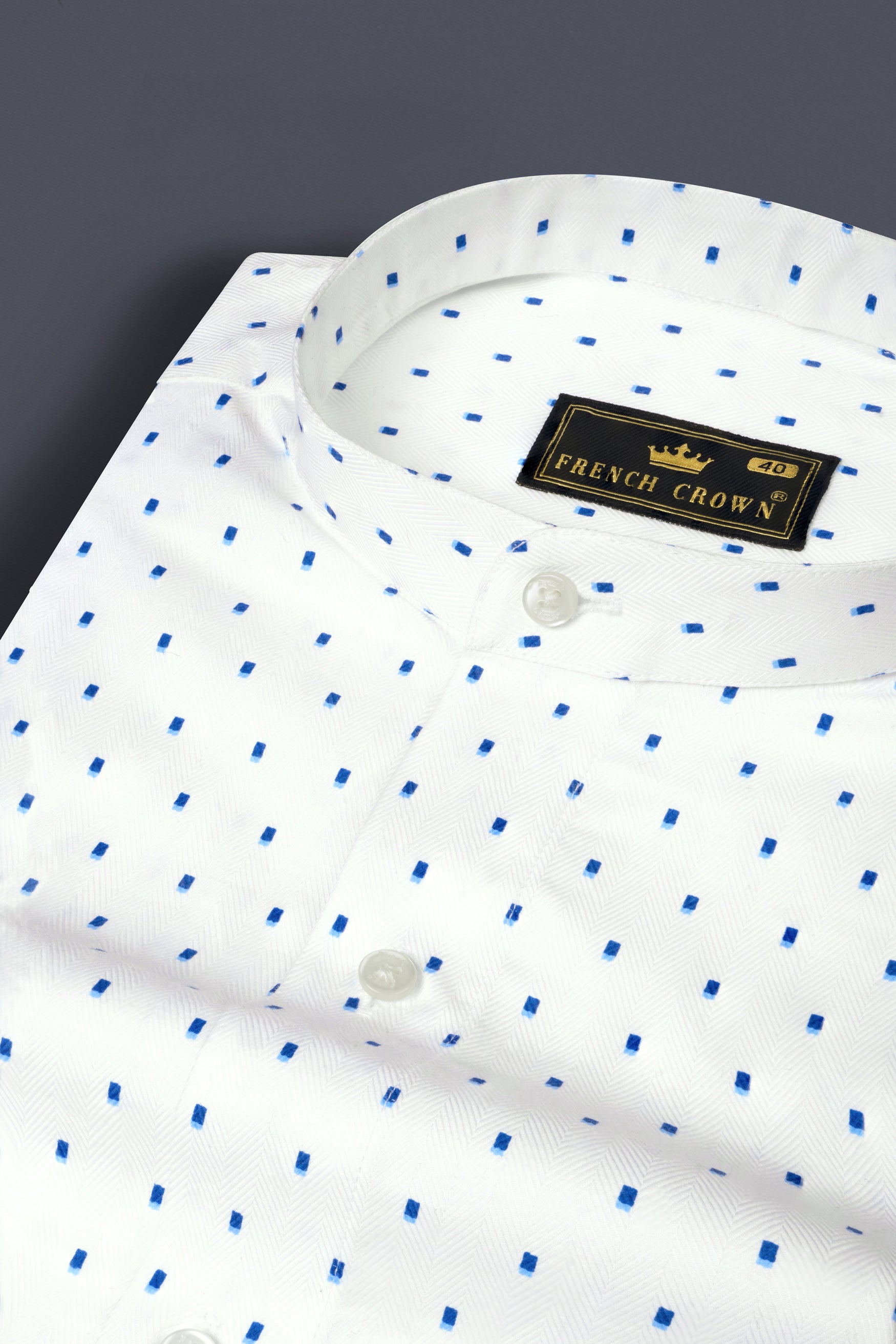 Bright White with French Blue Printed Herringbone Shirt 12653-M-38, 12653-M-H-38, 12653-M-39, 12653-M-H-39, 12653-M-40, 12653-M-H-40, 12653-M-42, 12653-M-H-42, 12653-M-44, 12653-M-H-44, 12653-M-46, 12653-M-H-46, 12653-M-48, 12653-M-H-48, 12653-M-50, 12653-M-H-50, 12653-M-52, 12653-M-H-52
