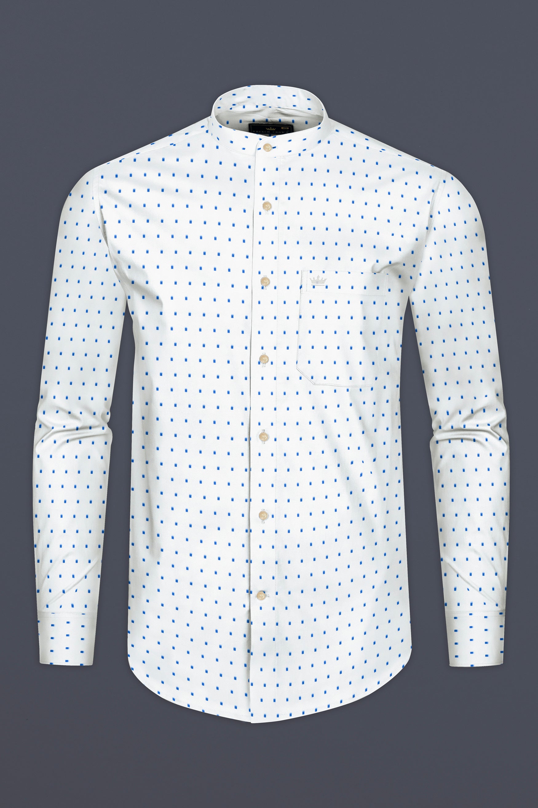 Bright White with French Blue Printed Herringbone Shirt 12653-M-38, 12653-M-H-38, 12653-M-39, 12653-M-H-39, 12653-M-40, 12653-M-H-40, 12653-M-42, 12653-M-H-42, 12653-M-44, 12653-M-H-44, 12653-M-46, 12653-M-H-46, 12653-M-48, 12653-M-H-48, 12653-M-50, 12653-M-H-50, 12653-M-52, 12653-M-H-52