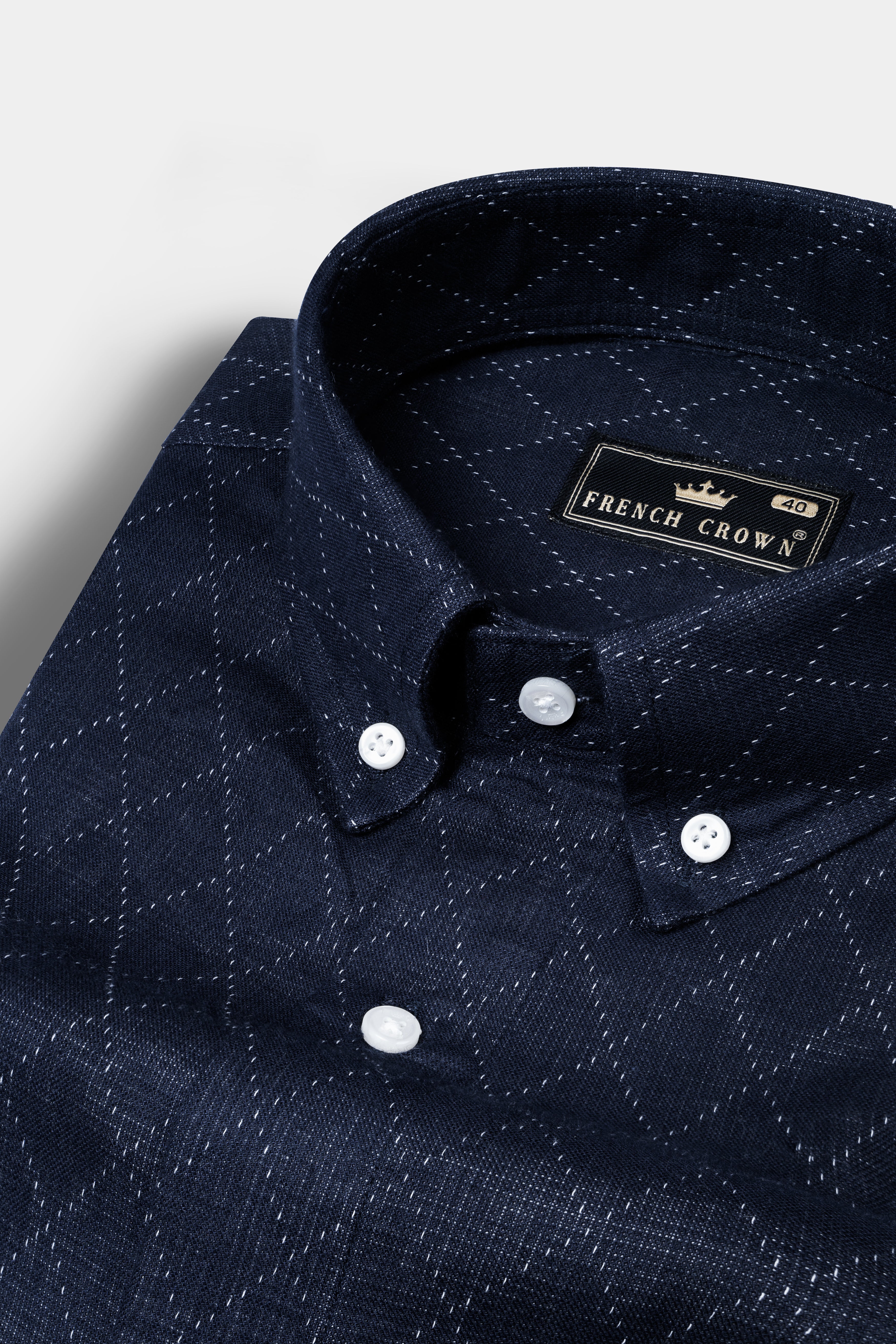 Vulcan Blue Dobby Textured Premium Cotton Shirt