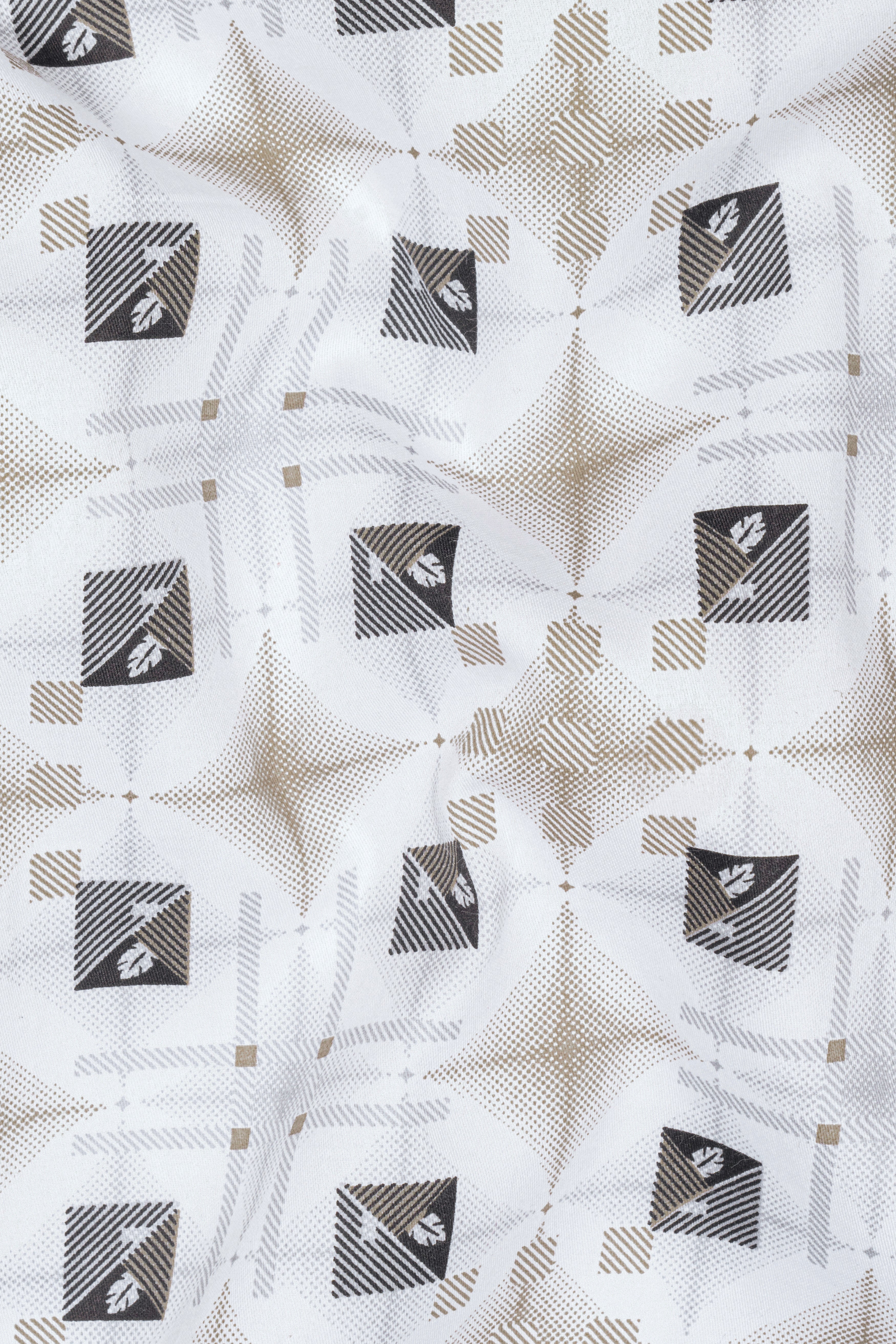 Bright White with Zorba Cream Printed Super Soft Cotton Shirt