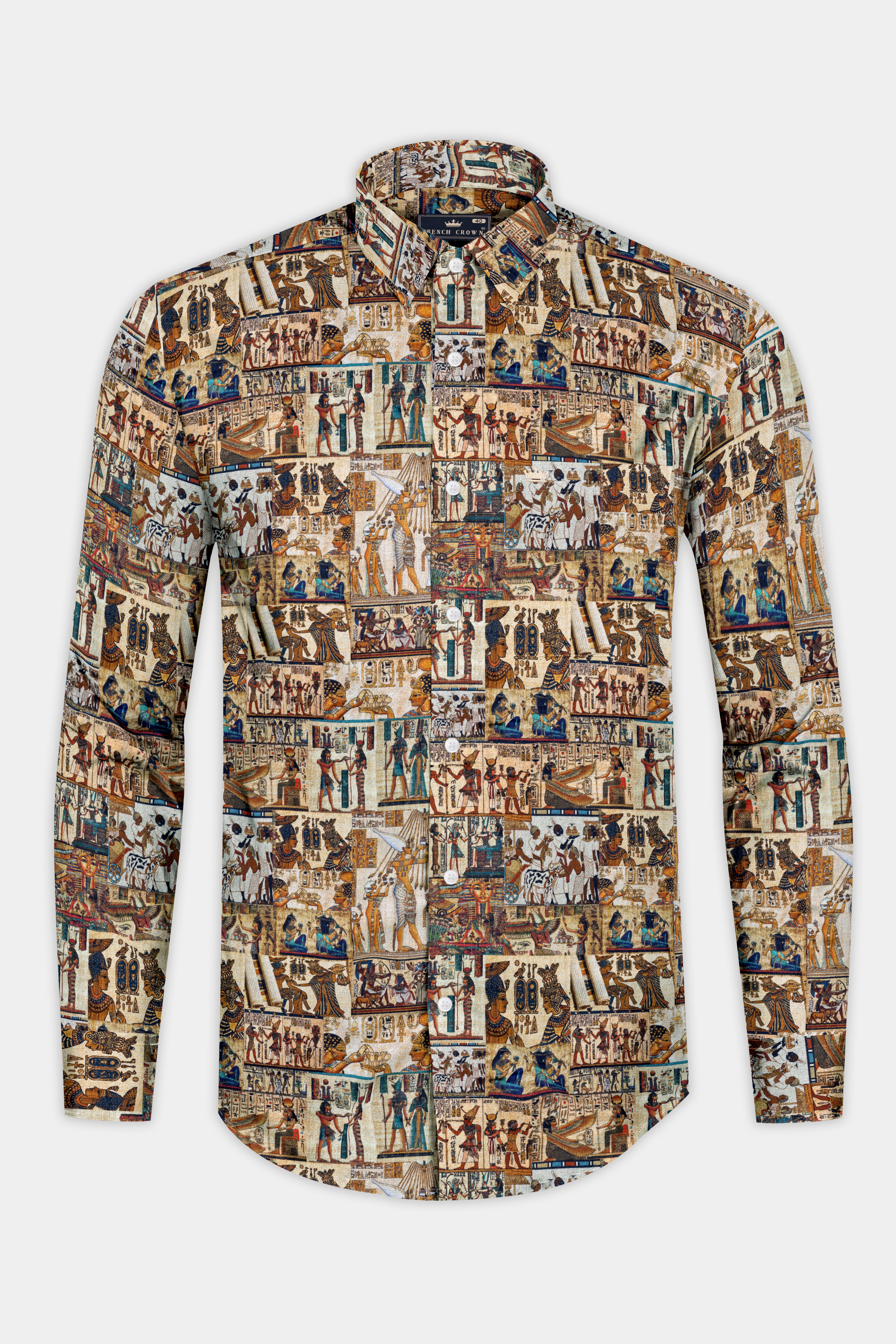 Pavlova Cream Multicolor Art Printed Super Soft Premium Cotton Shirt 12671-38, 12671-H-38, 12671-39, 12671-H-39, 12671-40, 12671-H-40, 12671-42, 12671-H-42, 12671-44, 12671-H-44, 12671-46, 12671-H-46, 12671-48, 12671-H-48, 12671-50, 12671-H-50, 12671-52, 12671-H-52