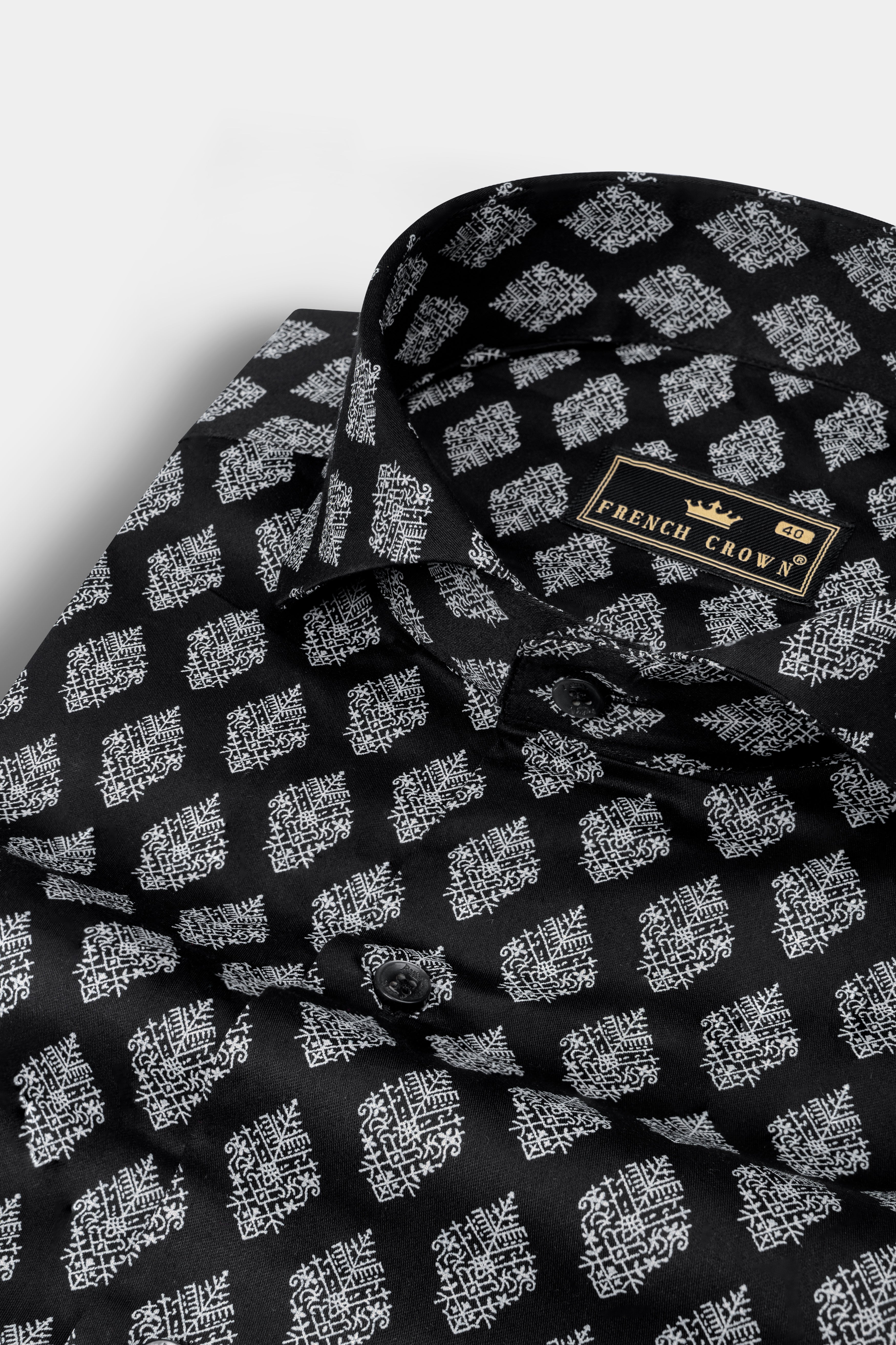 Jade Black with White Twill Printed Cotton Shirt 12678-CA-BLK-38, 12678-CA-BLK-H-38, 12678-CA-BLK-39, 12678-CA-BLK-H-39, 12678-CA-BLK-40, 12678-CA-BLK-H-40, 12678-CA-BLK-42, 12678-CA-BLK-H-42, 12678-CA-BLK-44, 12678-CA-BLK-H-44, 12678-CA-BLK-46, 12678-CA-BLK-H-46, 12678-CA-BLK-48, 12678-CA-BLK-H-48, 12678-CA-BLK-50, 12678-CA-BLK-H-50, 12678-CA-BLK-52, 12678-CA-BLK-H-52