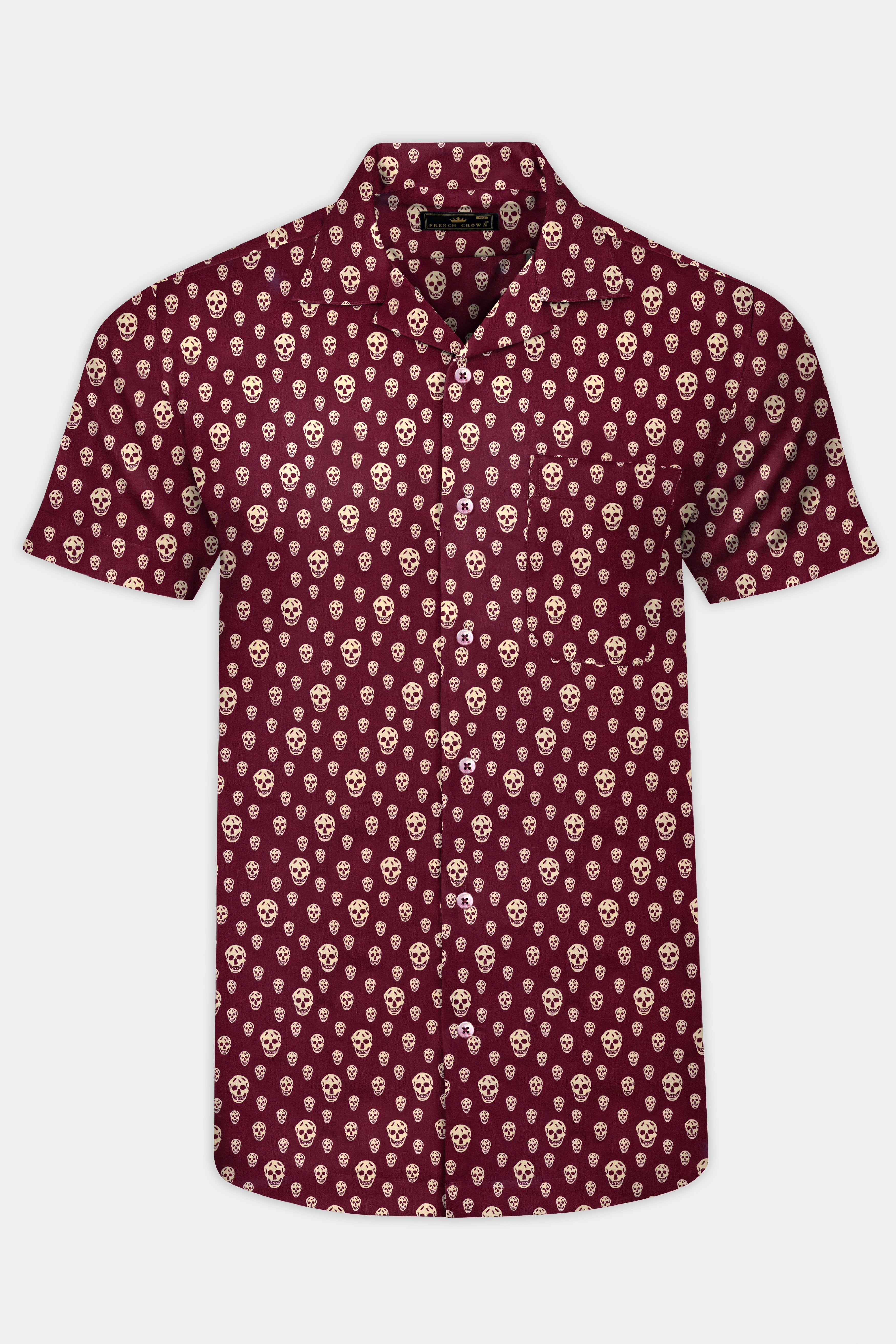 Wine Berry Red Skull Printed Poplin Cotton Shirt 12681-CC-MN-SS-38, 12681-CC-MN-SS-H-38, 12681-CC-MN-SS-39, 12681-CC-MN-SS-H-39, 12681-CC-MN-SS-40, 12681-CC-MN-SS-H-40, 12681-CC-MN-SS-42, 12681-CC-MN-SS-H-42, 12681-CC-MN-SS-44, 12681-CC-MN-SS-H-44, 12681-CC-MN-SS-46, 12681-CC-MN-SS-H-46, 12681-CC-MN-SS-48, 12681-CC-MN-SS-H-48, 12681-CC-MN-SS-50, 12681-CC-MN-SS-H-50, 12681-CC-MN-SS-52, 12681-CC-MN-SS-H-52
