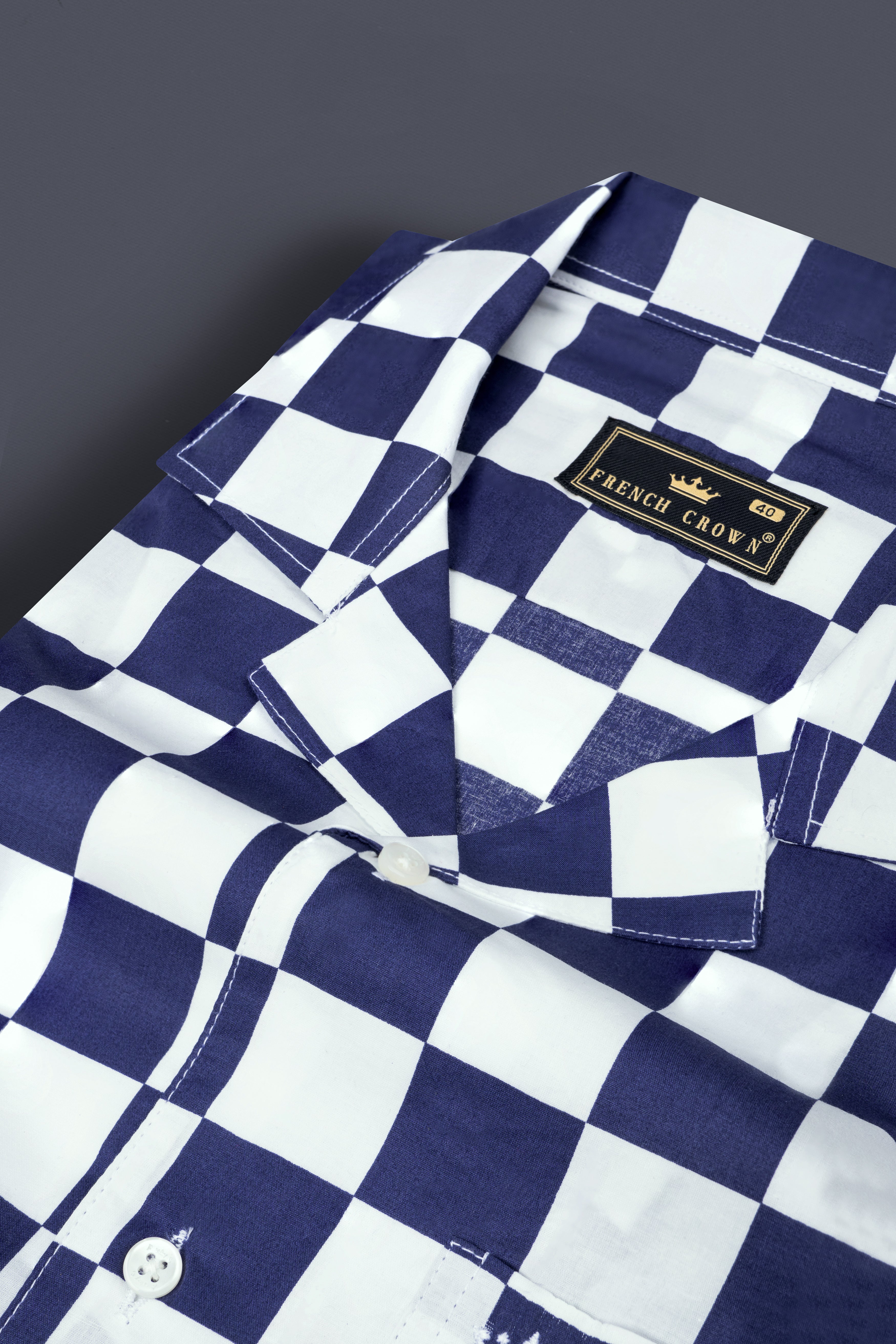 Bunting Blue with White Chess Board Printed Poplin Cotton Shirt 12684-CC-SS-38, 12684-CC-SS-H-38, 12684-CC-SS-39, 12684-CC-SS-H-39, 12684-CC-SS-40, 12684-CC-SS-H-40, 12684-CC-SS-42, 12684-CC-SS-H-42, 12684-CC-SS-44, 12684-CC-SS-H-44, 12684-CC-SS-46, 12684-CC-SS-H-46, 12684-CC-SS-48, 12684-CC-SS-H-48, 12684-CC-SS-50, 12684-CC-SS-H-50, 12684-CC-SS-52, 12684-CC-SS-H-52