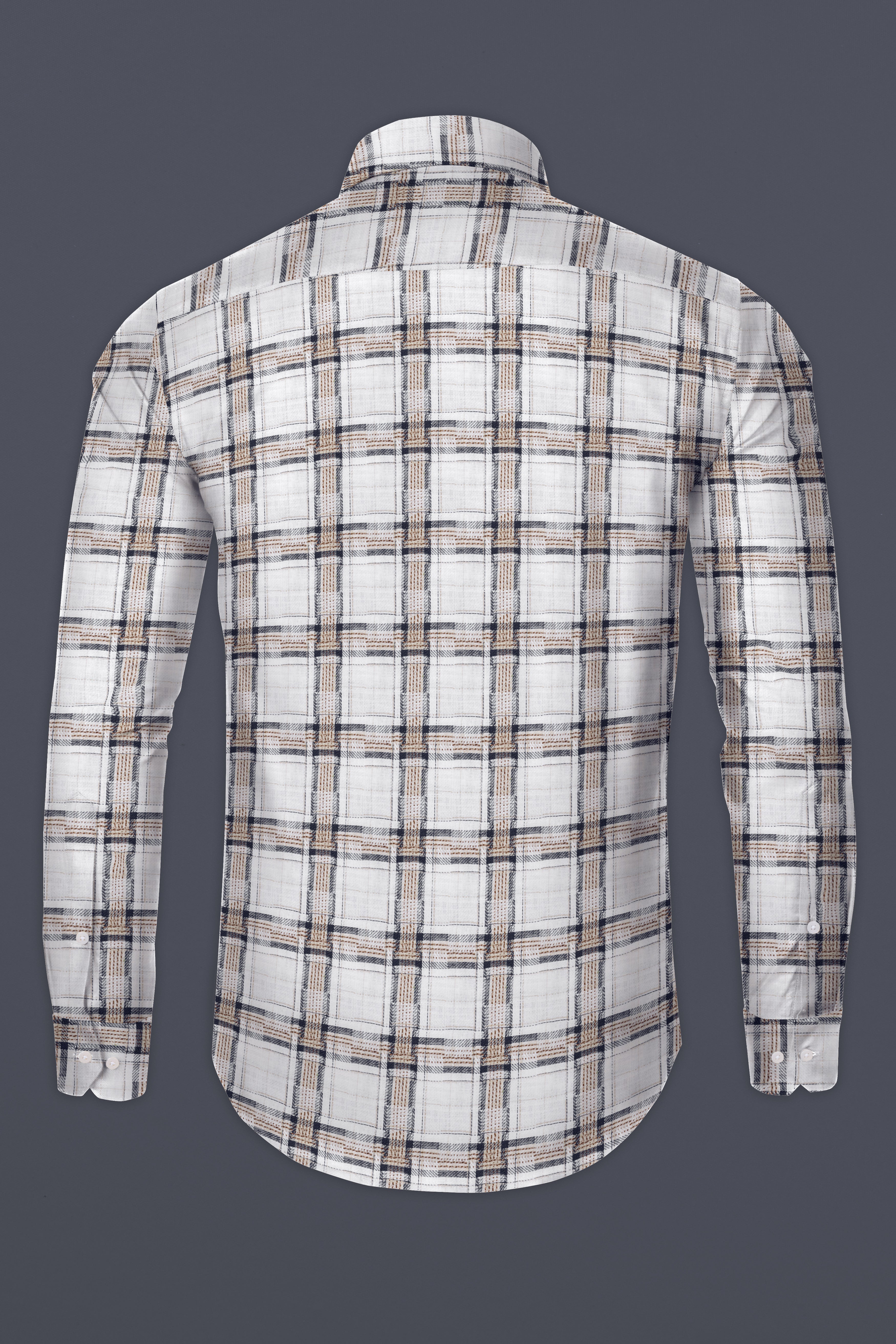 Bright White with Shadow Brown Plaid Dobby Shirt 12707-38, 12707-H-38, 12707-39, 12707-H-39, 12707-40, 12707-H-40, 12707-42, 12707-H-42, 12707-44, 12707-H-44, 12707-46, 12707-H-46, 12707-48, 12707-H-48, 12707-50, 12707-H-50, 12707-52, 12707-H-52