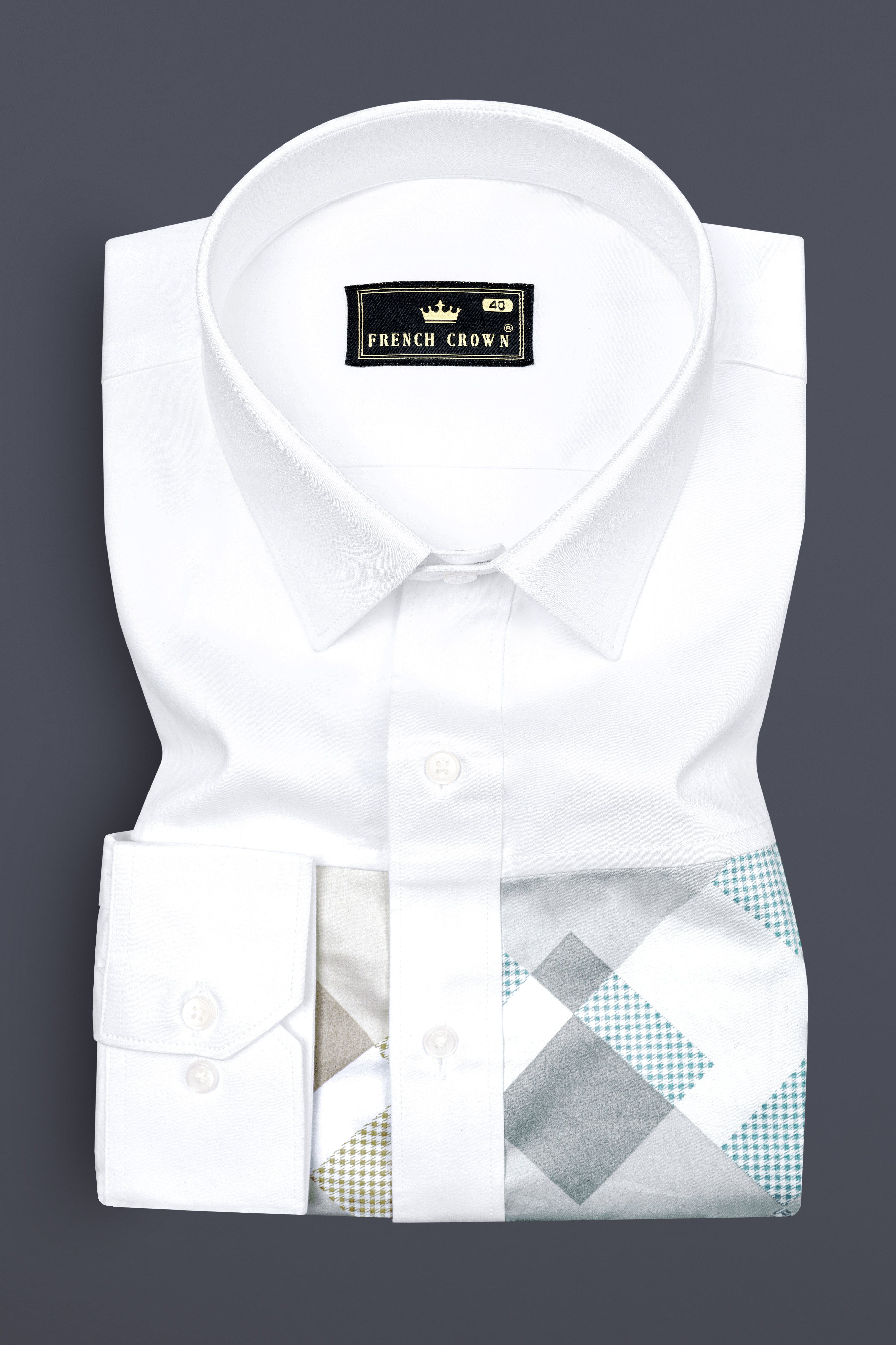 Bright White diamond shapes checkered pattern Subtle Sheen Super Soft Premium Cotton Designer Shirt 12713-P520-38, 12713-P520-H-38, 12713-P520-39, 12713-P520-H-39, 12713-P520-40, 12713-P520-H-40, 12713-P520-42, 12713-P520-H-42, 12713-P520-44, 12713-P520-H-44, 12713-P520-46, 12713-P520-H-46, 12713-P520-48, 12713-P520-H-48, 12713-P520-50, 12713-P520-H-50, 12713-P520-52, 12713-P520-H-52