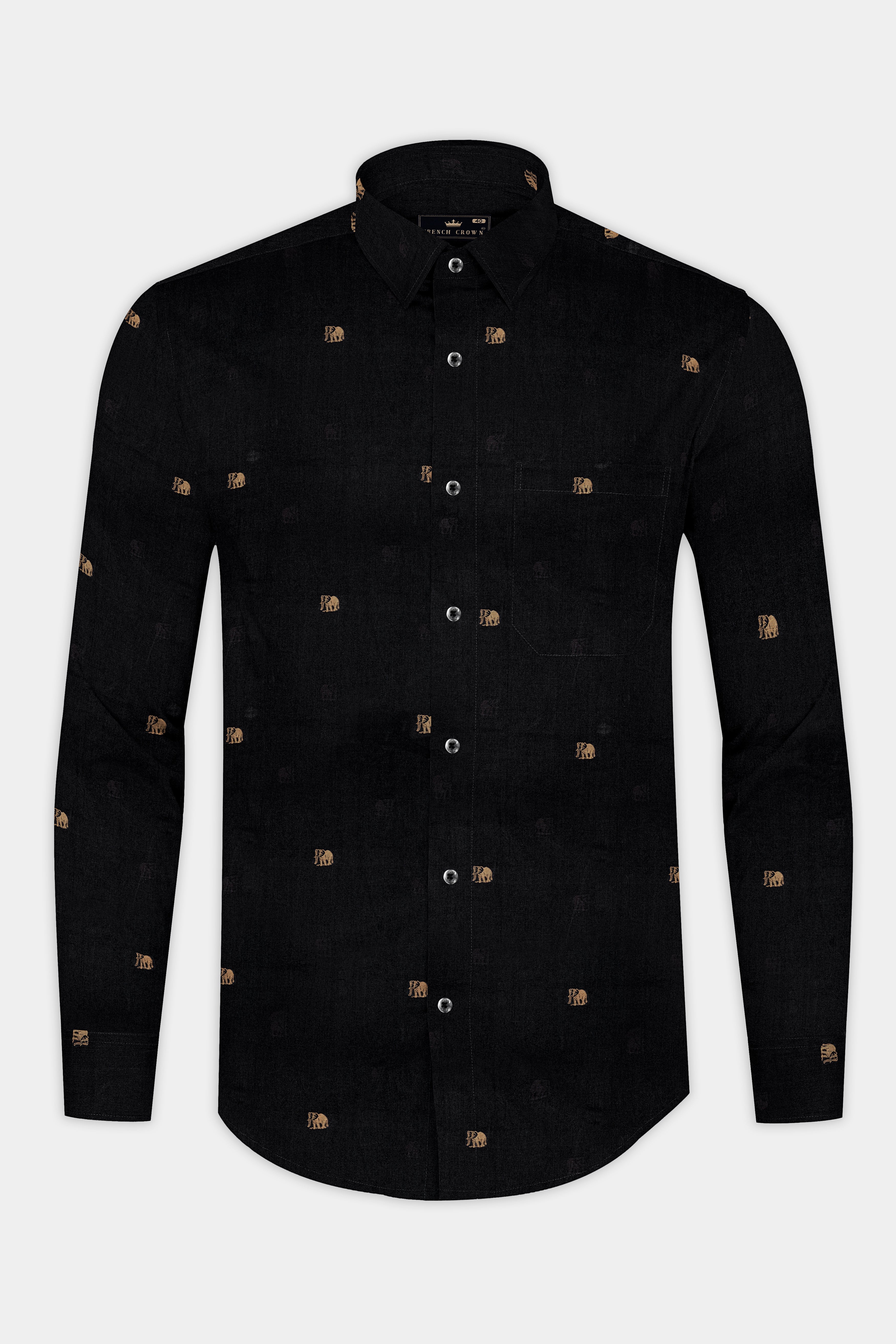 Jade Black Elephant Butta Printed Jacquard Textured Shirt 12724-BLK-38, 12724-BLK-H-38, 12724-BLK-39, 12724-BLK-H-39, 12724-BLK-40, 12724-BLK-H-40, 12724-BLK-42, 12724-BLK-H-42, 12724-BLK-44, 12724-BLK-H-44, 12724-BLK-46, 12724-BLK-H-46, 12724-BLK-48, 12724-BLK-H-48, 12724-BLK-50, 12724-BLK-H-50, 12724-BLK-52, 12724-BLK-H-52