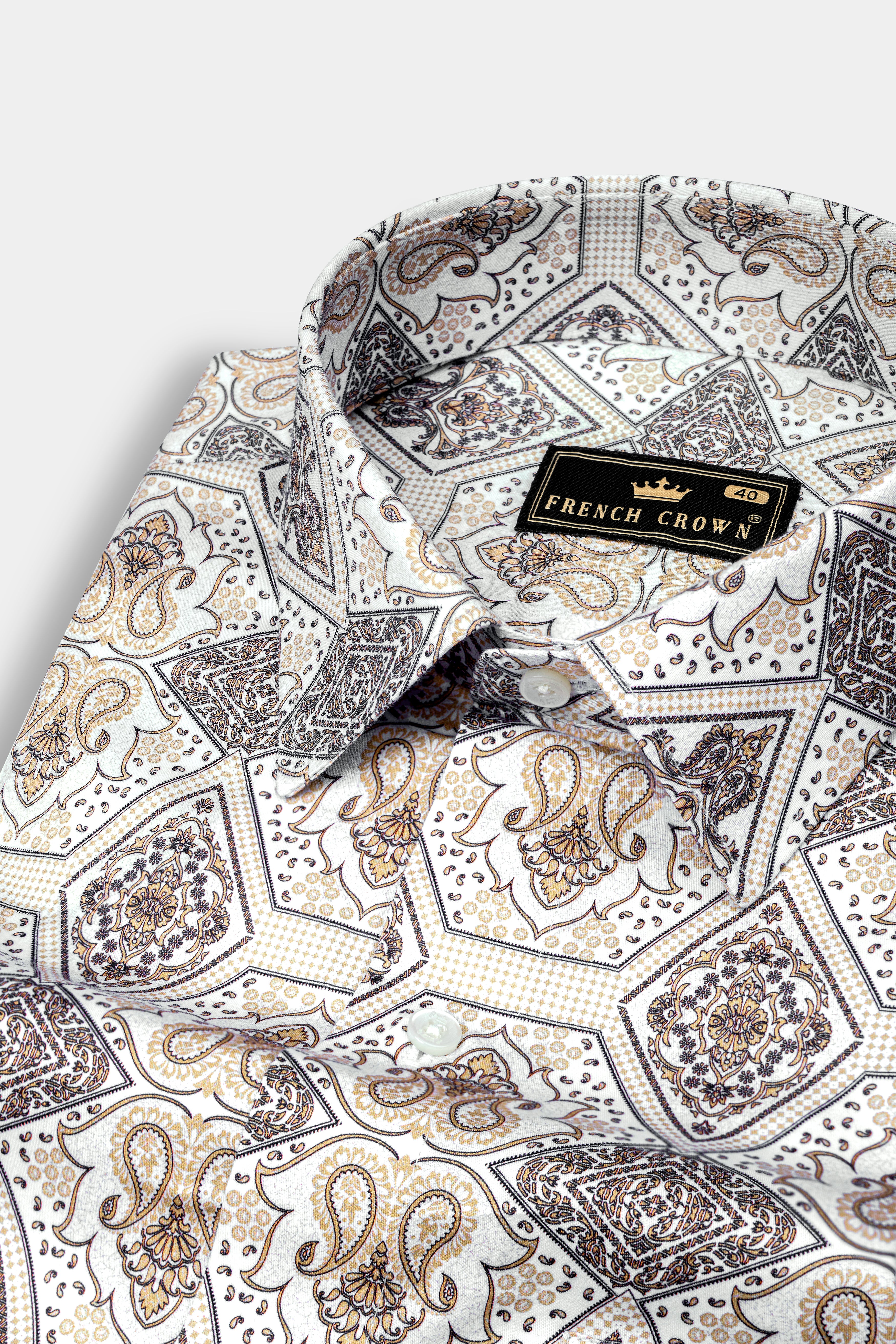 Ceramic White with Raffia Cream Printed Super Soft Premium Cotton Shirt 12735-38, 12735-H-38, 12735-39, 12735-H-39, 12735-40, 12735-H-40, 12735-42, 12735-H-42, 12735-44, 12735-H-44, 12735-46, 12735-H-46, 12735-48, 12735-H-48, 12735-50, 12735-H-50, 12735-52, 12735-H-52