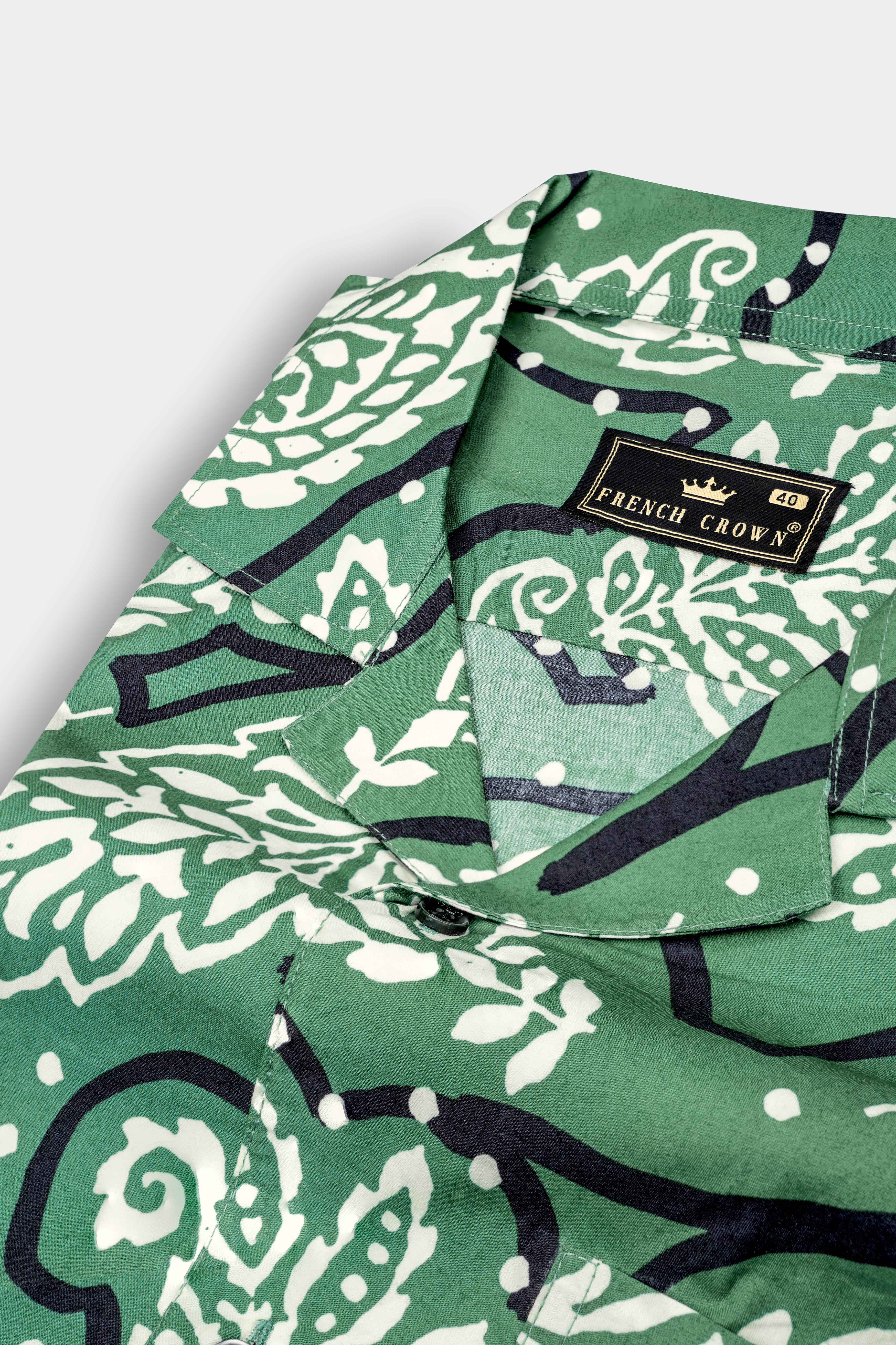Killarney Green Leaves Printed Poplin Giza Cotton Shirt 12739-CC-BLK-SS-38, 12739-CC-BLK-SS-H-38, 12739-CC-BLK-SS-39, 12739-CC-BLK-SS-H-39, 12739-CC-BLK-SS-40, 12739-CC-BLK-SS-H-40, 12739-CC-BLK-SS-42, 12739-CC-BLK-SS-H-42, 12739-CC-BLK-SS-44, 12739-CC-BLK-SS-H-44, 12739-CC-BLK-SS-46, 12739-CC-BLK-SS-H-46, 12739-CC-BLK-SS-48, 12739-CC-BLK-SS-H-48, 12739-CC-BLK-SS-50, 12739-CC-BLK-SS-H-50, 12739-CC-BLK-SS-52, 12739-CC-BLK-SS-H-52