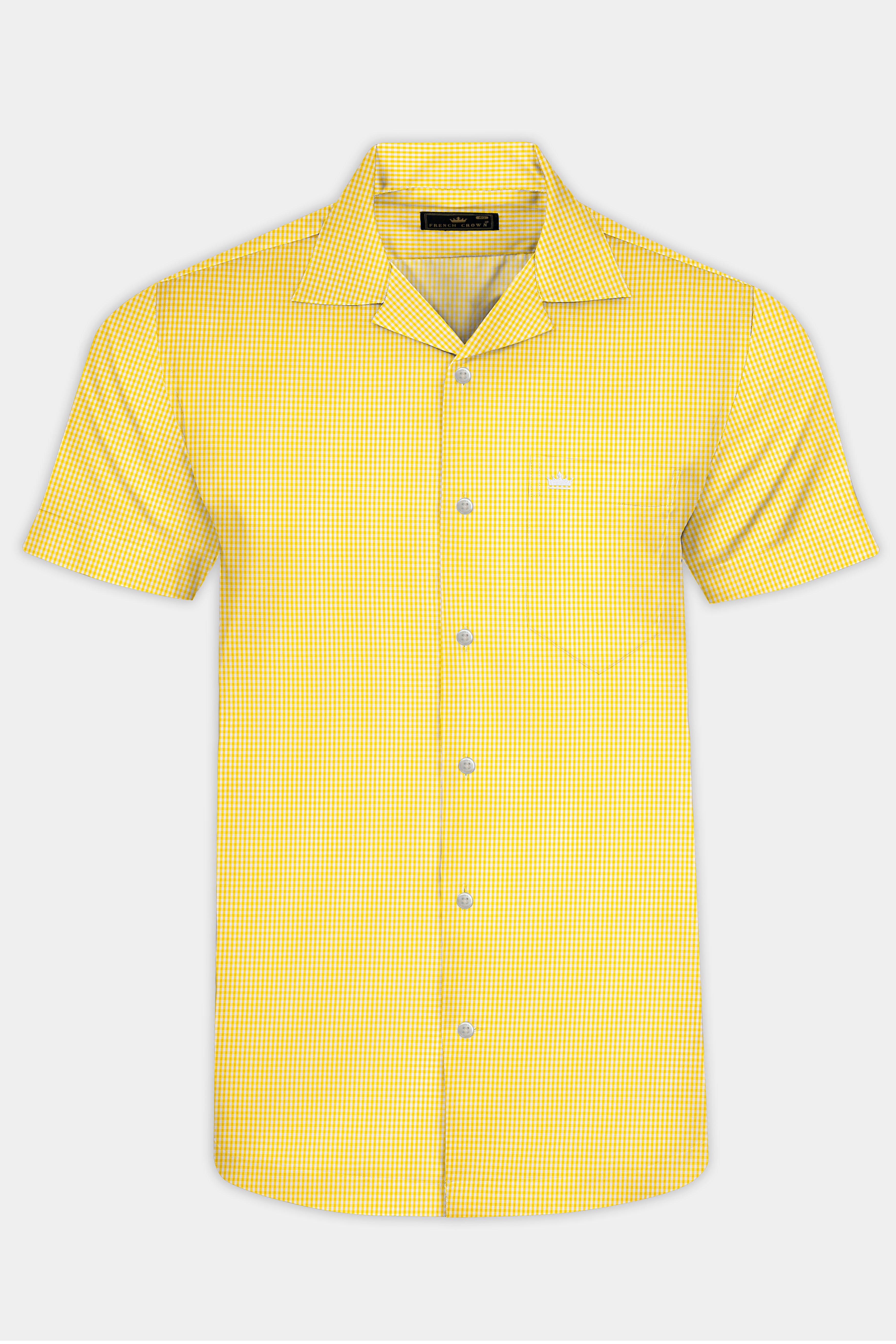 Jasmine Yellow Mini Checkered Twill Cotton Shirt 12743-CC-SS-38, 12743-CC-SS-H-38, 12743-CC-SS-39, 12743-CC-SS-H-39, 12743-CC-SS-40, 12743-CC-SS-H-40, 12743-CC-SS-42, 12743-CC-SS-H-42, 12743-CC-SS-44, 12743-CC-SS-H-44, 12743-CC-SS-46, 12743-CC-SS-H-46, 12743-CC-SS-48, 12743-CC-SS-H-48, 12743-CC-SS-50, 12743-CC-SS-H-50, 12743-CC-SS-52, 12743-CC-SS-H-52