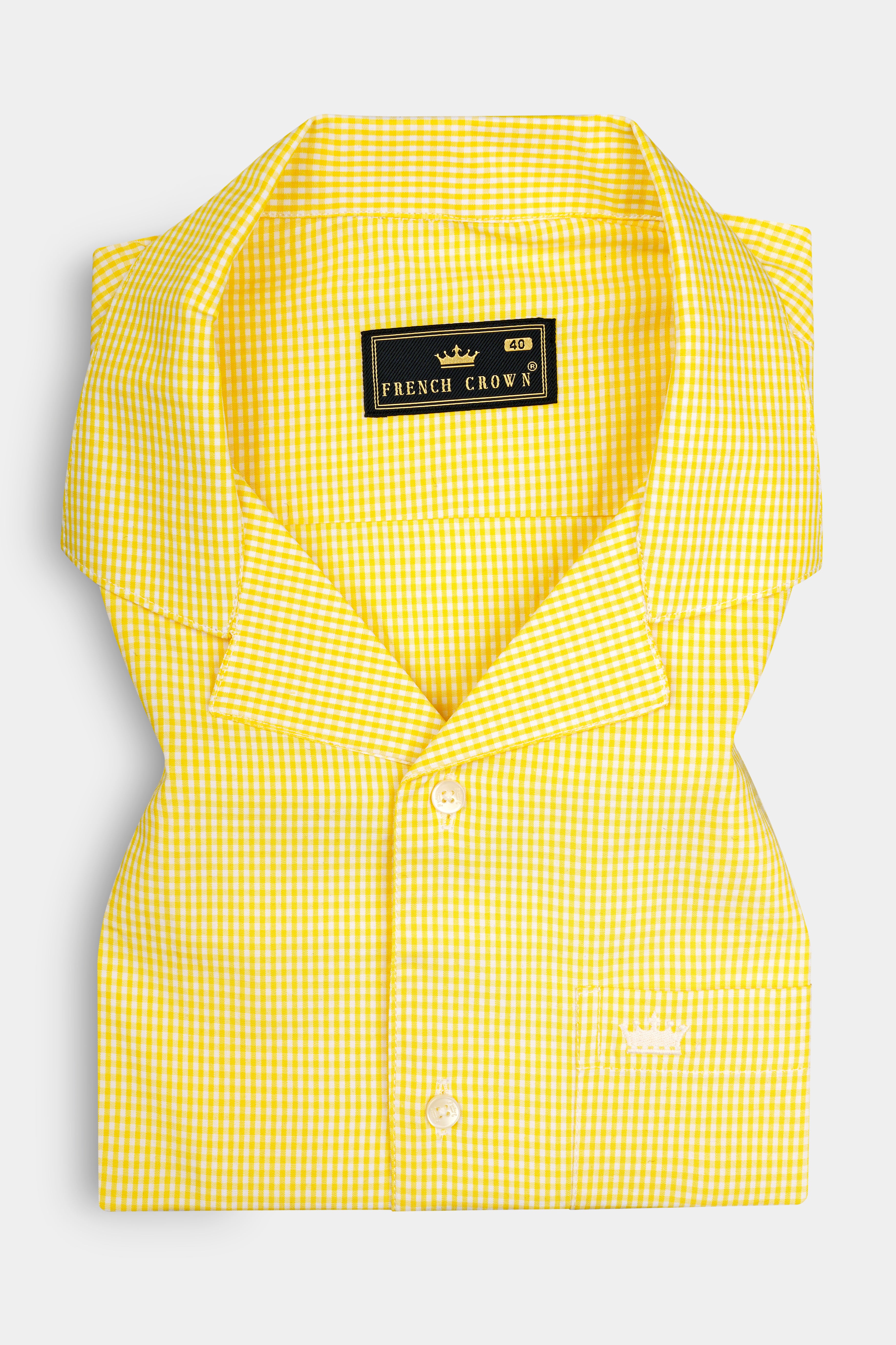 Jasmine Yellow Mini Checkered Twill Cotton Shirt 12743-CC-SS-38, 12743-CC-SS-H-38, 12743-CC-SS-39, 12743-CC-SS-H-39, 12743-CC-SS-40, 12743-CC-SS-H-40, 12743-CC-SS-42, 12743-CC-SS-H-42, 12743-CC-SS-44, 12743-CC-SS-H-44, 12743-CC-SS-46, 12743-CC-SS-H-46, 12743-CC-SS-48, 12743-CC-SS-H-48, 12743-CC-SS-50, 12743-CC-SS-H-50, 12743-CC-SS-52, 12743-CC-SS-H-52