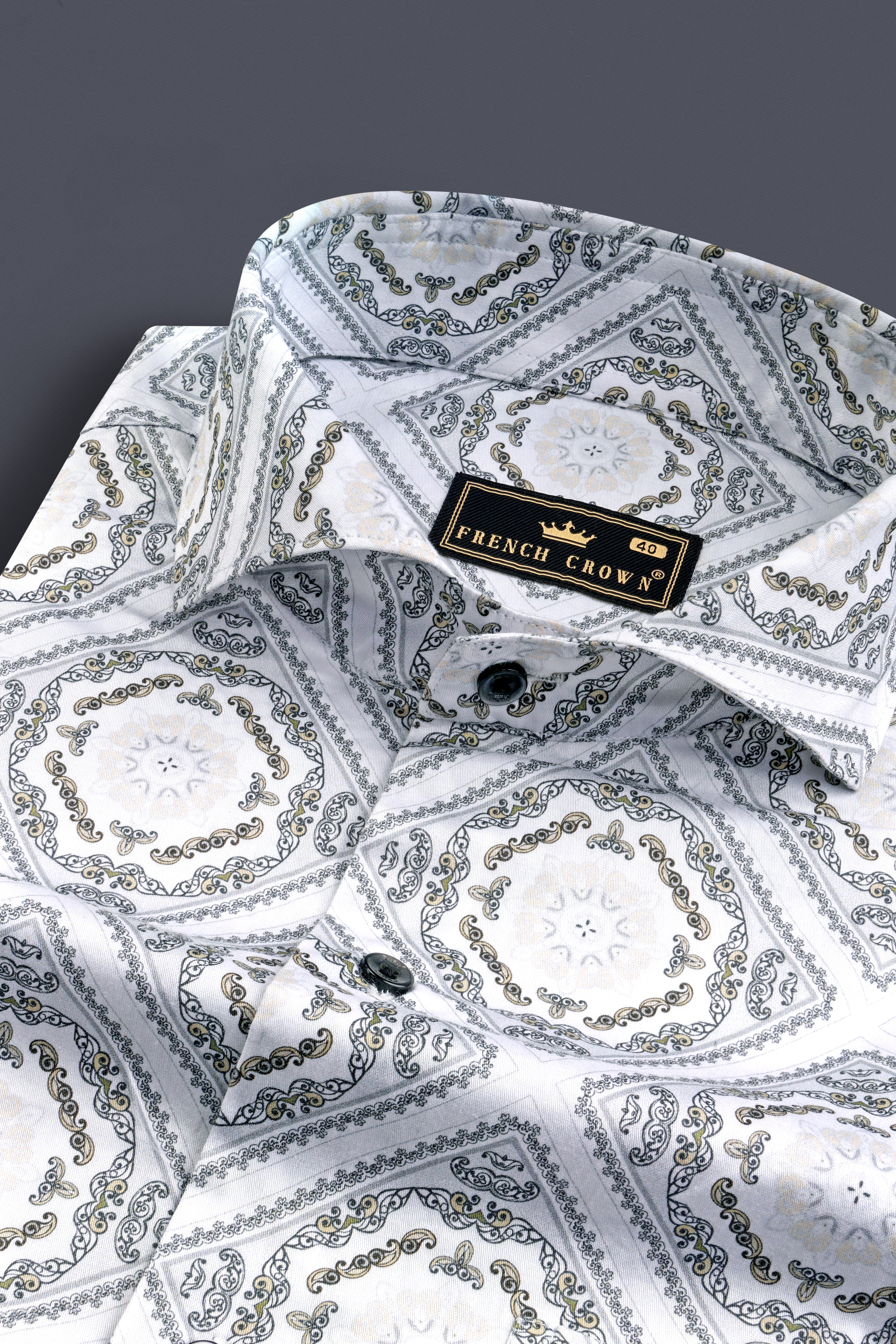 Bright White With Almond Cream Hexagon Printed Super Soft Premium Cotton Shirt 12757-CA-BLK-38, 12757-CA-BLK-H-38, 12757-CA-BLK-39, 12757-CA-BLK-H-39, 12757-CA-BLK-40, 12757-CA-BLK-H-40, 12757-CA-BLK-42, 12757-CA-BLK-H-42, 12757-CA-BLK-44, 12757-CA-BLK-H-44, 12757-CA-BLK-46, 12757-CA-BLK-H-46, 12757-CA-BLK-48, 12757-CA-BLK-H-48, 12757-CA-BLK-50, 12757-CA-BLK-H-50, 12757-CA-BLK-52, 12757-CA-BLK-H-52