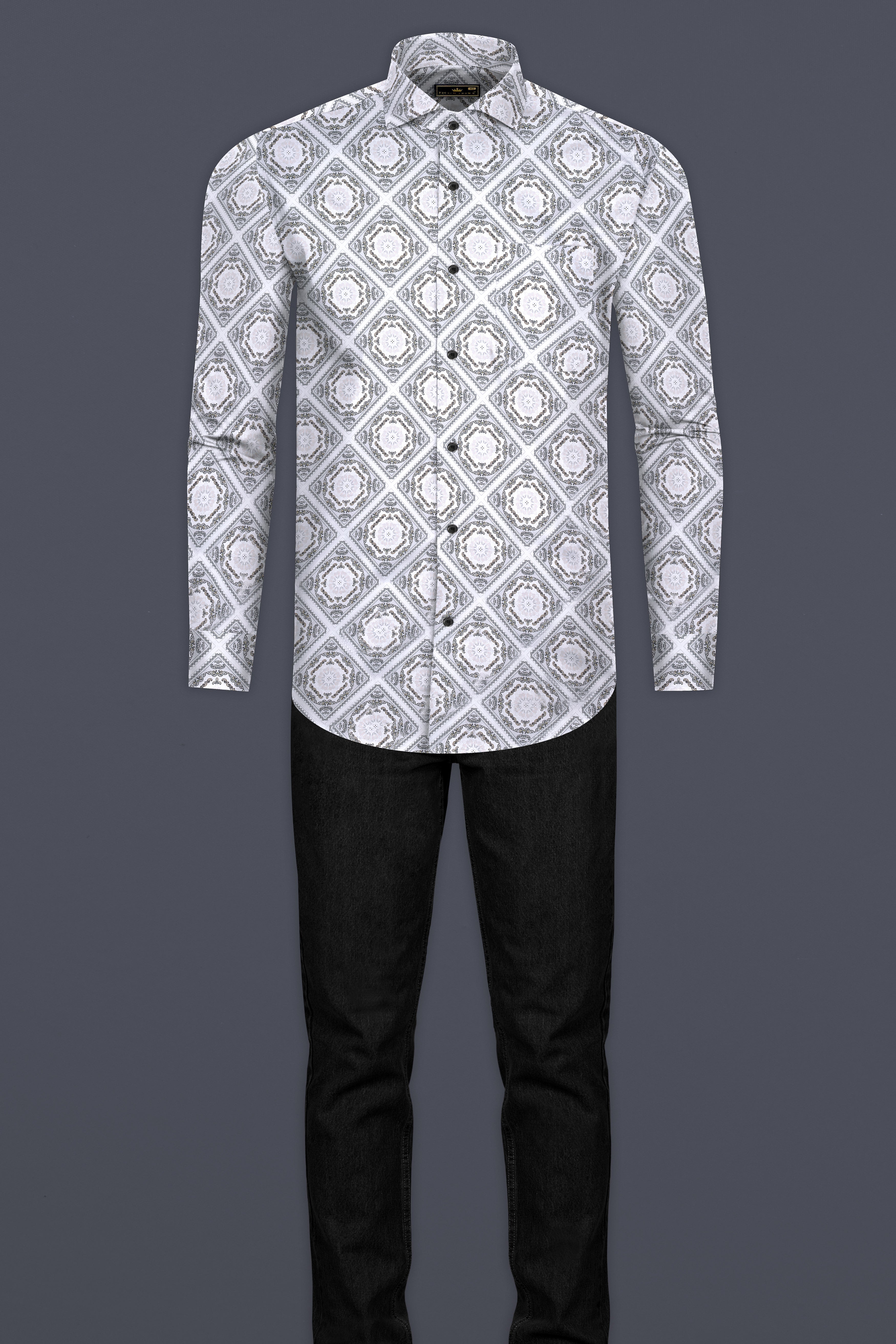Bright White With Almond Cream Hexagon Printed Super Soft Premium Cotton Shirt 12757-CA-BLK-38, 12757-CA-BLK-H-38, 12757-CA-BLK-39, 12757-CA-BLK-H-39, 12757-CA-BLK-40, 12757-CA-BLK-H-40, 12757-CA-BLK-42, 12757-CA-BLK-H-42, 12757-CA-BLK-44, 12757-CA-BLK-H-44, 12757-CA-BLK-46, 12757-CA-BLK-H-46, 12757-CA-BLK-48, 12757-CA-BLK-H-48, 12757-CA-BLK-50, 12757-CA-BLK-H-50, 12757-CA-BLK-52, 12757-CA-BLK-H-52