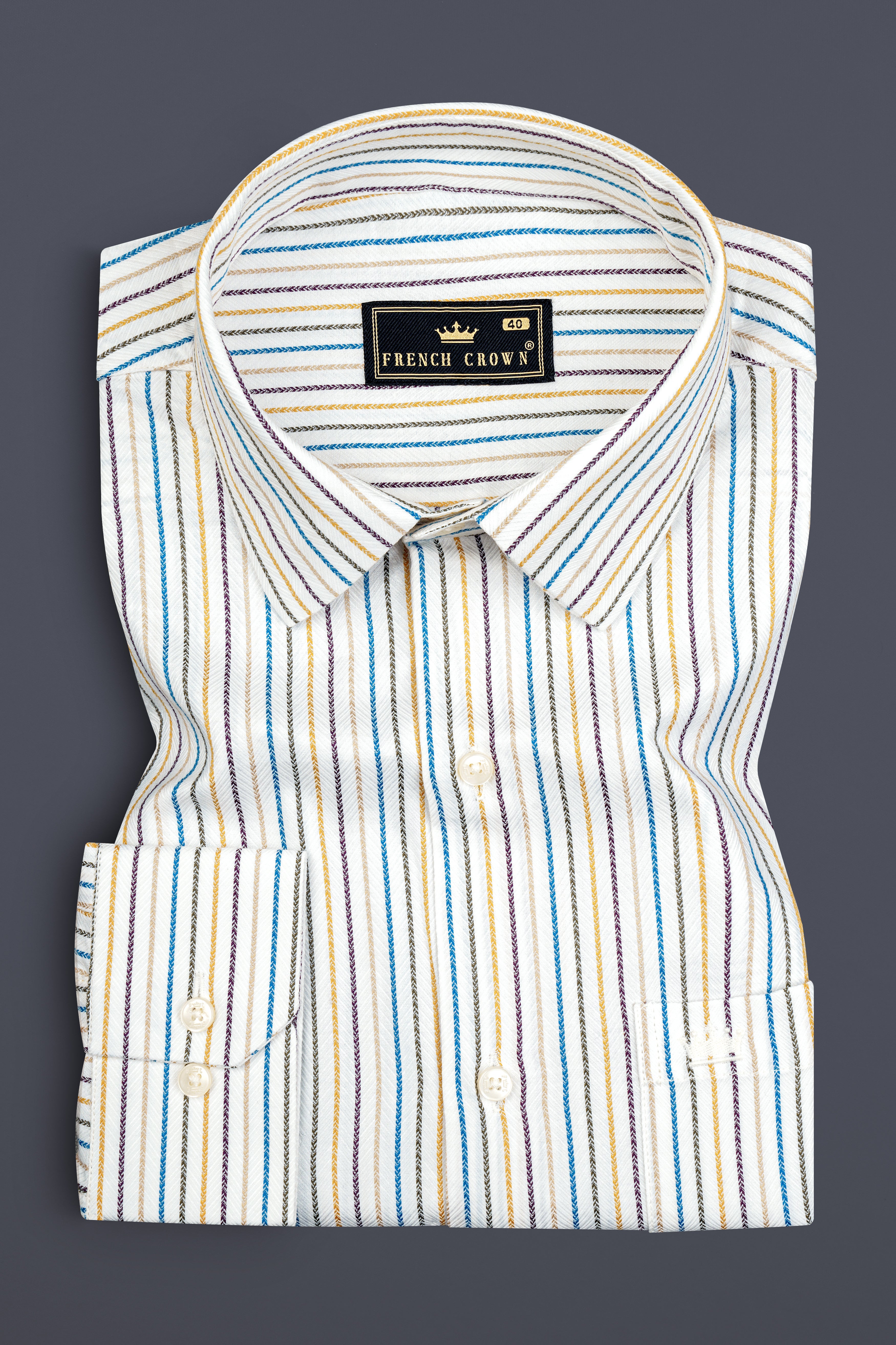 Bright White Multicolour Striped Herringbone Soft Cotton Shirt 12762-38, 12762-H-38, 12762-39, 12762-H-39, 12762-40, 12762-H-40, 12762-42, 12762-H-42, 12762-44, 12762-H-44, 12762-46, 12762-H-46, 12762-48, 12762-H-48, 12762-50, 12762-H-50, 12762-52, 12762-H-52