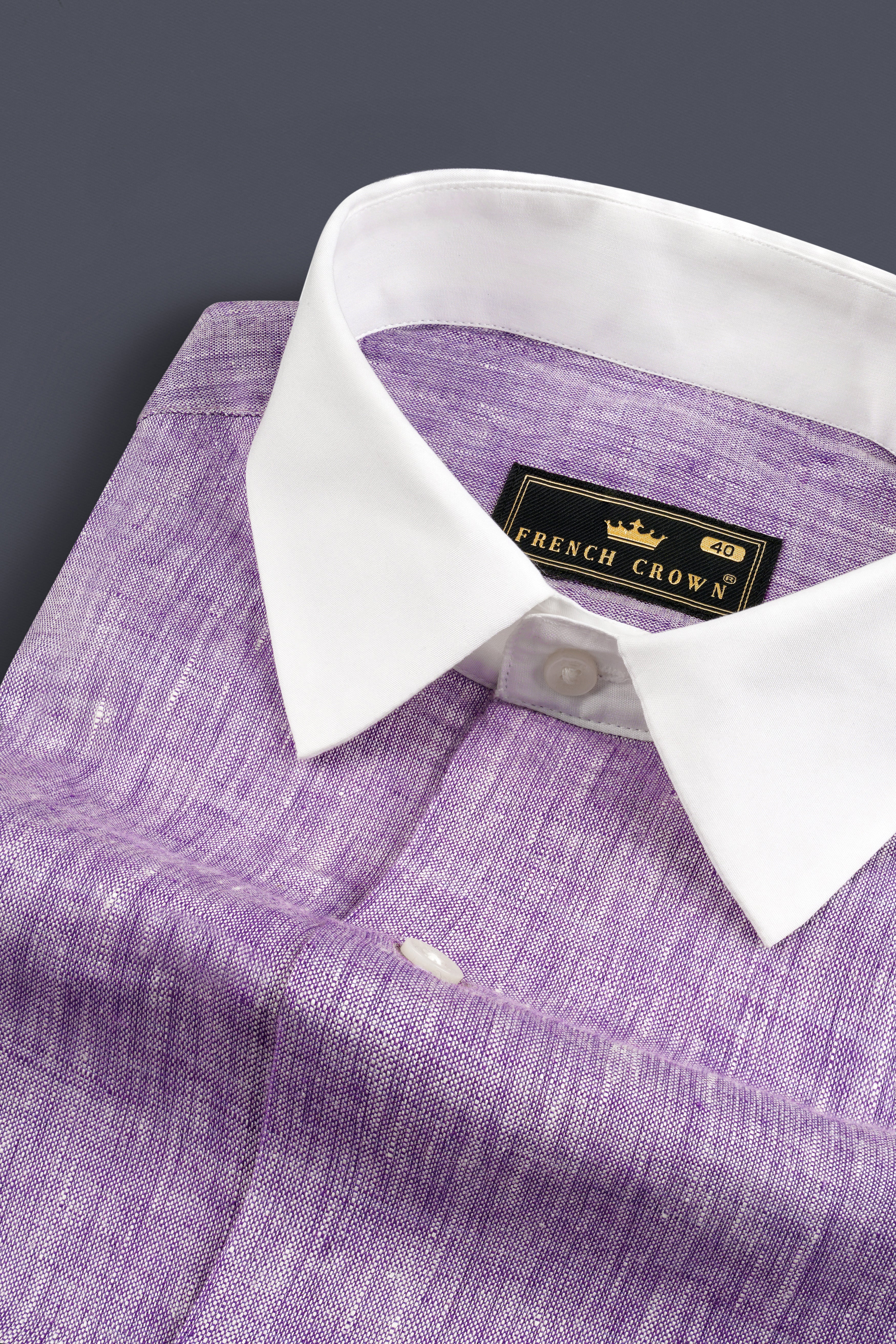 Mobster Purple With White Cuffs Collar Luxurious Linen Shirt 12792-WCC-38, 12792-WCC-H-38, 12792-WCC-39, 12792-WCC-H-39, 12792-WCC-40, 12792-WCC-H-40, 12792-WCC-42, 12792-WCC-H-42, 12792-WCC-44, 12792-WCC-H-44, 12792-WCC-46, 12792-WCC-H-46, 12792-WCC-48, 12792-WCC-H-48, 12792-WCC-50, 12792-WCC-H-50, 12792-WCC-52, 12792-WCC-H-52