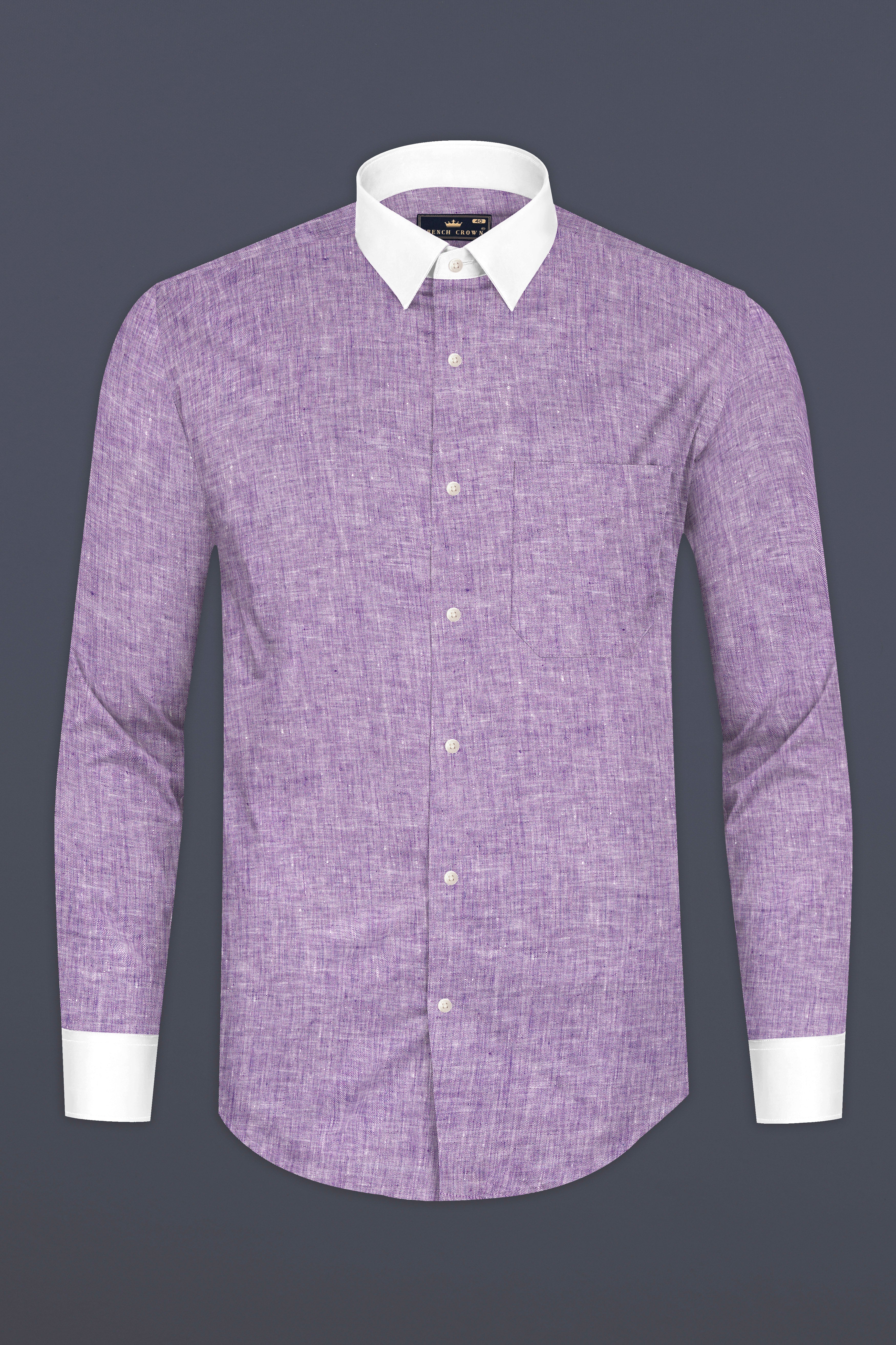 Mobster Purple With White Cuffs Collar Luxurious Linen Shirt 12792-WCC-38, 12792-WCC-H-38, 12792-WCC-39, 12792-WCC-H-39, 12792-WCC-40, 12792-WCC-H-40, 12792-WCC-42, 12792-WCC-H-42, 12792-WCC-44, 12792-WCC-H-44, 12792-WCC-46, 12792-WCC-H-46, 12792-WCC-48, 12792-WCC-H-48, 12792-WCC-50, 12792-WCC-H-50, 12792-WCC-52, 12792-WCC-H-52