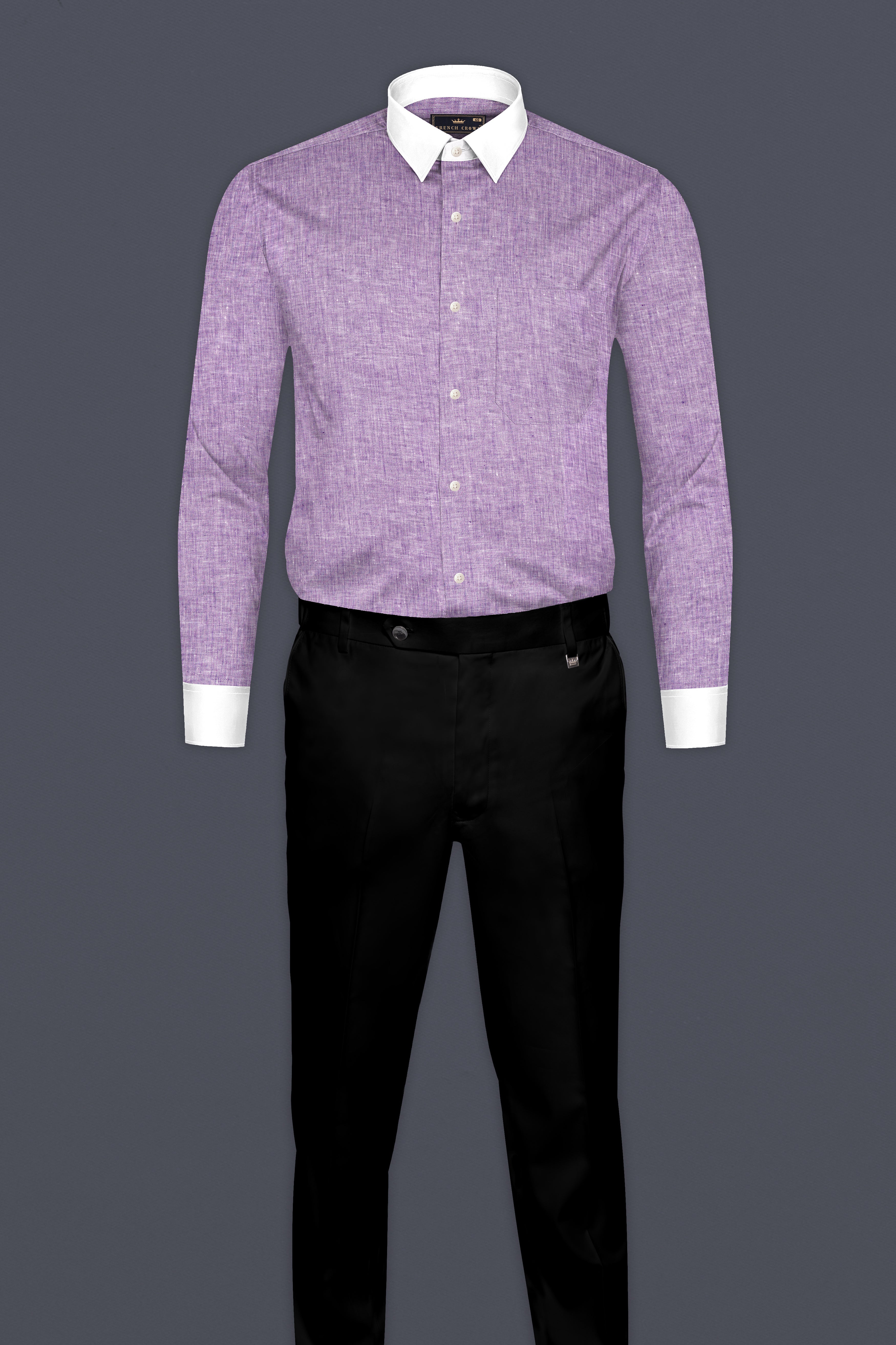 Mobster Purple With White Cuffs Collar Luxurious Linen Shirt 12792-WCC-38, 12792-WCC-H-38, 12792-WCC-39, 12792-WCC-H-39, 12792-WCC-40, 12792-WCC-H-40, 12792-WCC-42, 12792-WCC-H-42, 12792-WCC-44, 12792-WCC-H-44, 12792-WCC-46, 12792-WCC-H-46, 12792-WCC-48, 12792-WCC-H-48, 12792-WCC-50, 12792-WCC-H-50, 12792-WCC-52, 12792-WCC-H-52
