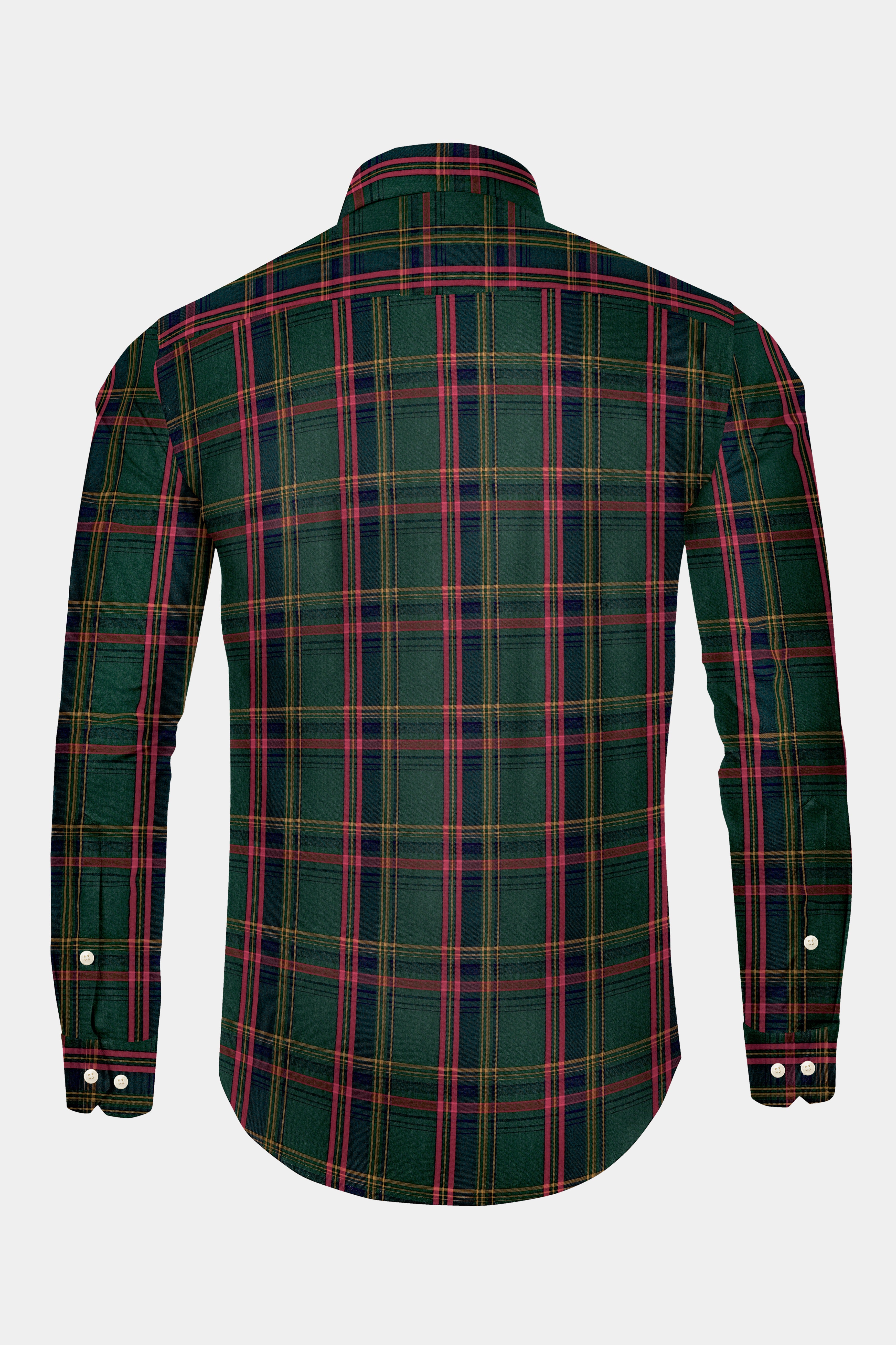 Mineral Green With Lotus Red Plaid Twill Cotton Shirt 12804-38, 12804-H-38, 12804-39, 12804-H-39, 12804-40, 12804-H-40, 12804-42, 12804-H-42, 12804-44, 12804-H-44, 12804-46, 12804-H-46, 12804-48, 12804-H-48, 12804-50, 12804-H-50, 12804-52, 12804-H-52