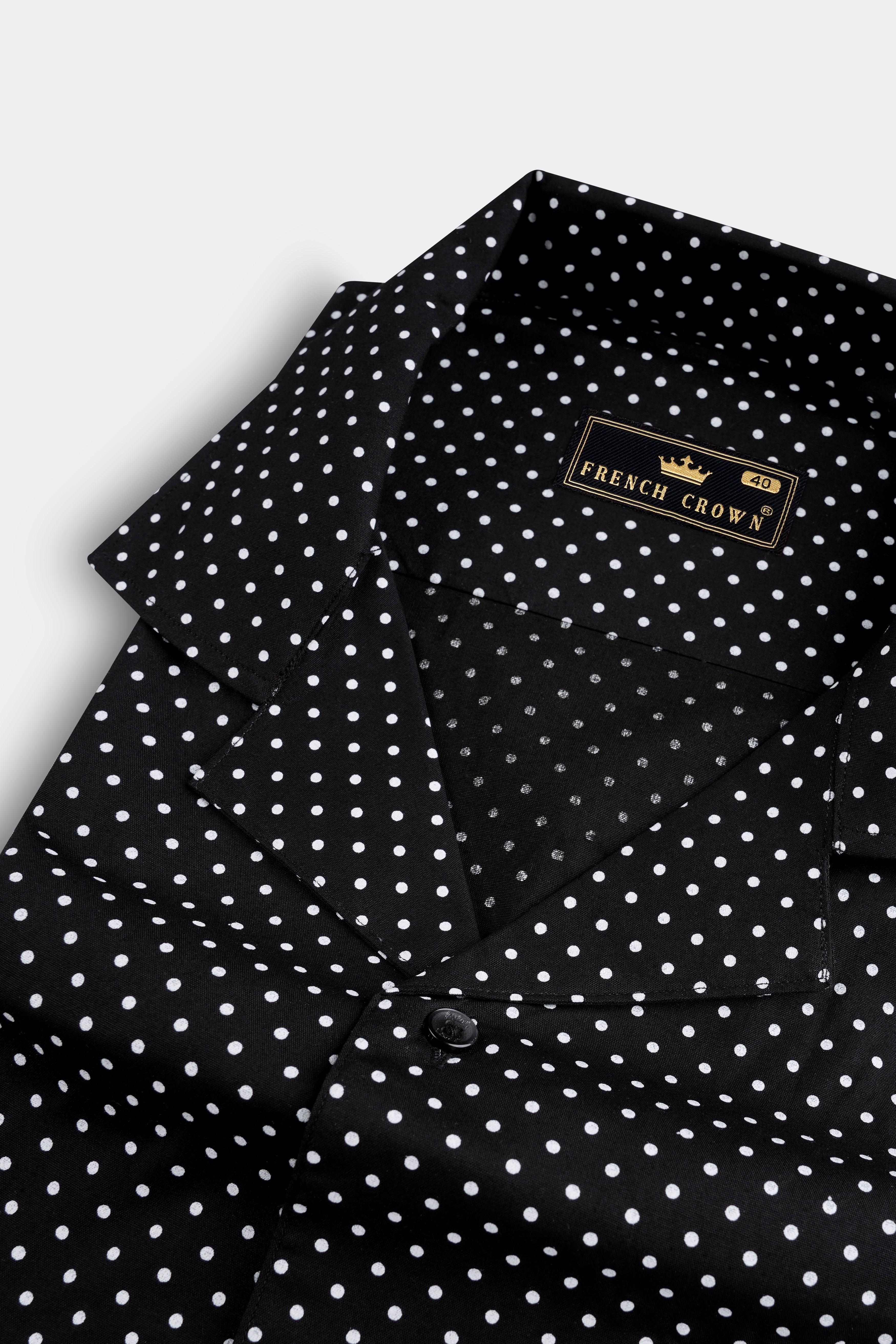 Jade Black Polka Printed Super Soft Premium Cotton Shirt 12815-CC-BLK-SS-38, 12815-CC-BLK-SS-H-38, 12815-CC-BLK-SS-39, 12815-CC-BLK-SS-H-39, 12815-CC-BLK-SS-40, 12815-CC-BLK-SS-H-40, 12815-CC-BLK-SS-42, 12815-CC-BLK-SS-H-42, 12815-CC-BLK-SS-44, 12815-CC-BLK-SS-H-44, 12815-CC-BLK-SS-46, 12815-CC-BLK-SS-H-46, 12815-CC-BLK-SS-48, 12815-CC-BLK-SS-H-48, 12815-CC-BLK-SS-50, 12815-CC-BLK-SS-H-50, 12815-CC-BLK-SS-52, 12815-CC-BLK-SS-H-52