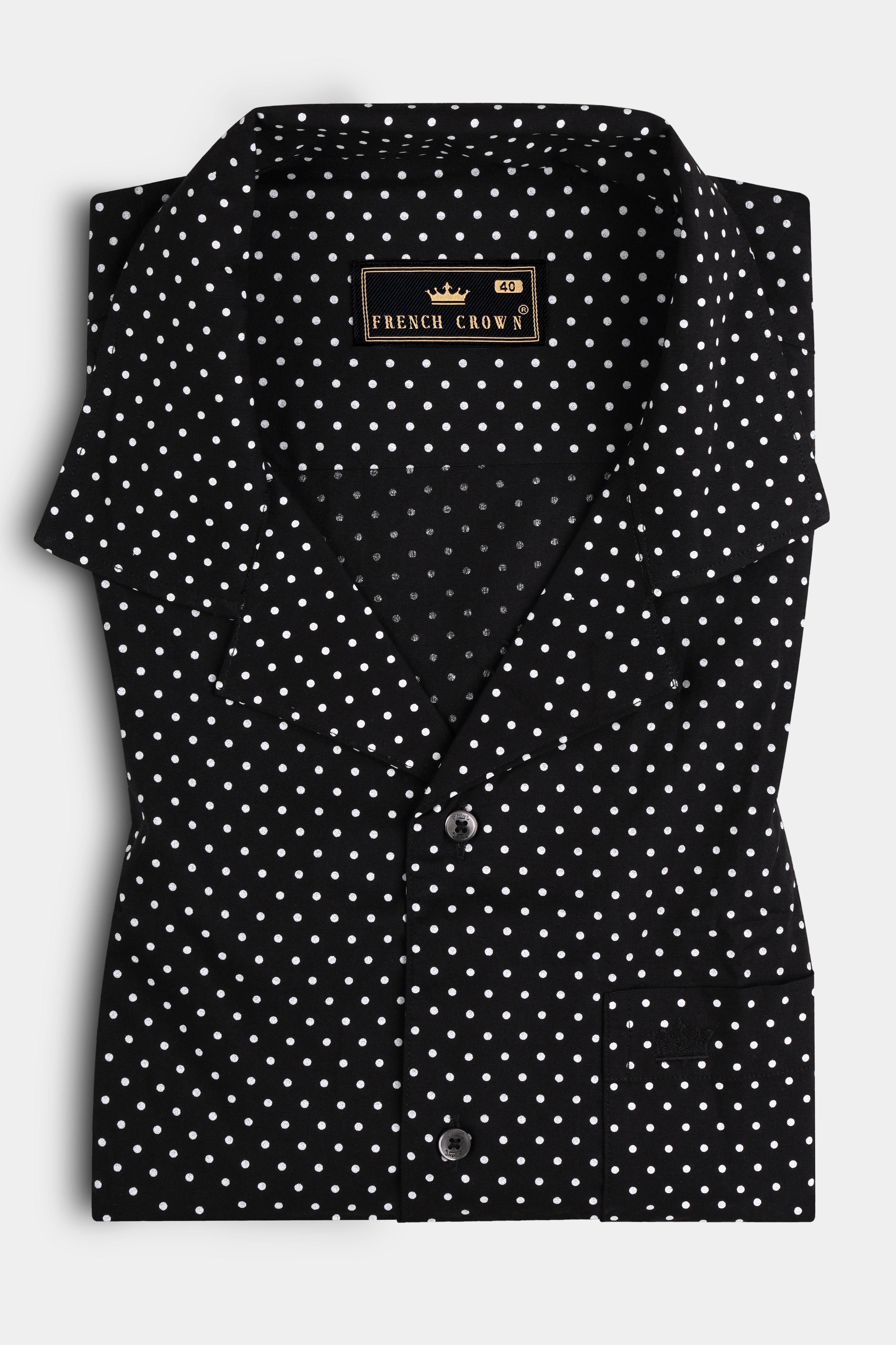 Jade Black Polka Printed Super Soft Premium Cotton Shirt 12815-CC-BLK-SS-38, 12815-CC-BLK-SS-H-38, 12815-CC-BLK-SS-39, 12815-CC-BLK-SS-H-39, 12815-CC-BLK-SS-40, 12815-CC-BLK-SS-H-40, 12815-CC-BLK-SS-42, 12815-CC-BLK-SS-H-42, 12815-CC-BLK-SS-44, 12815-CC-BLK-SS-H-44, 12815-CC-BLK-SS-46, 12815-CC-BLK-SS-H-46, 12815-CC-BLK-SS-48, 12815-CC-BLK-SS-H-48, 12815-CC-BLK-SS-50, 12815-CC-BLK-SS-H-50, 12815-CC-BLK-SS-52, 12815-CC-BLK-SS-H-52