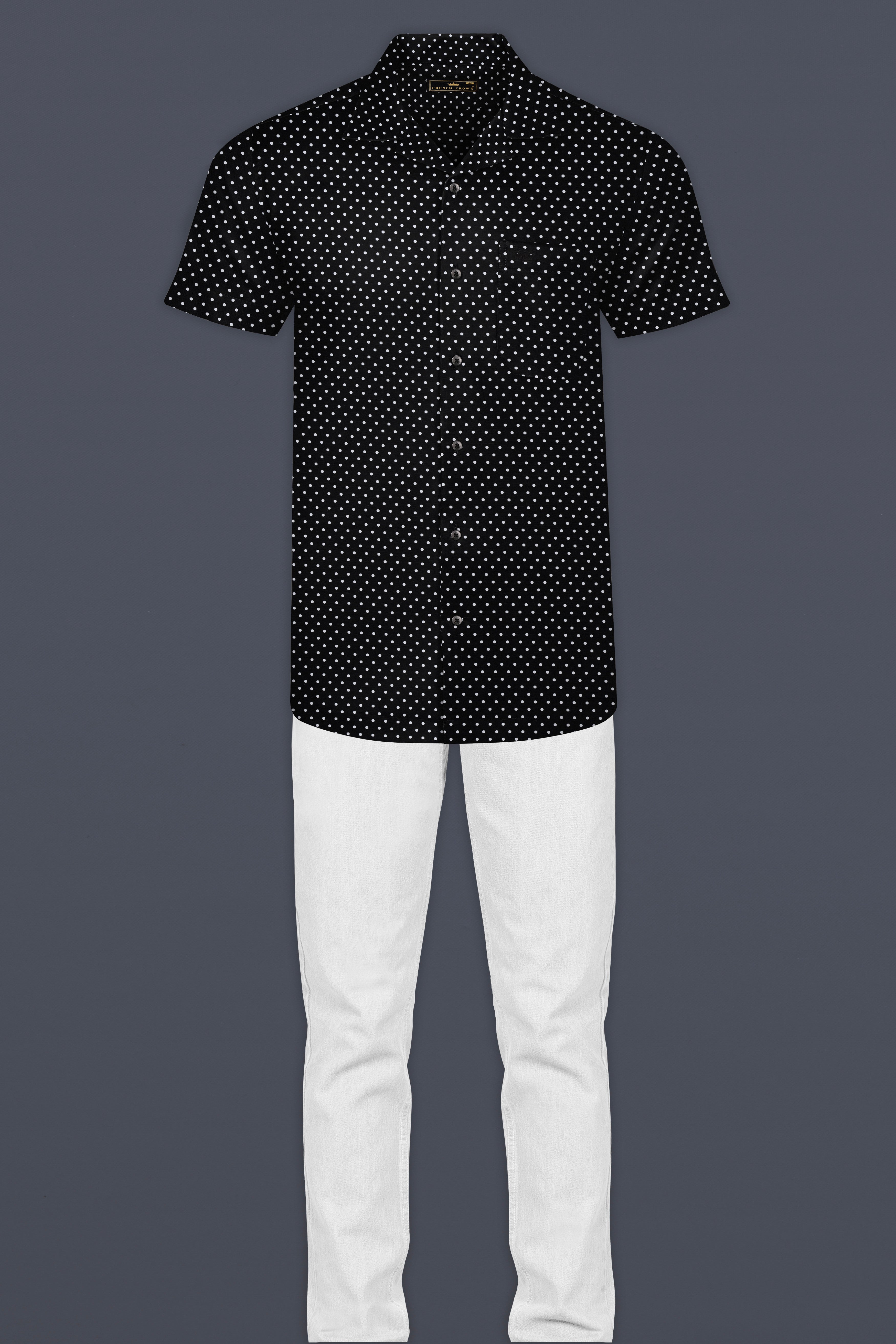Jade Black Polka Printed Super Soft Premium Cotton Shirt 12815-CC-BLK-SS-38, 12815-CC-BLK-SS-H-38, 12815-CC-BLK-SS-39, 12815-CC-BLK-SS-H-39, 12815-CC-BLK-SS-40, 12815-CC-BLK-SS-H-40, 12815-CC-BLK-SS-42, 12815-CC-BLK-SS-H-42, 12815-CC-BLK-SS-44, 12815-CC-BLK-SS-H-44, 12815-CC-BLK-SS-46, 12815-CC-BLK-SS-H-46, 12815-CC-BLK-SS-48, 12815-CC-BLK-SS-H-48, 12815-CC-BLK-SS-50, 12815-CC-BLK-SS-H-50, 12815-CC-BLK-SS-52, 12815-CC-BLK-SS-H-52