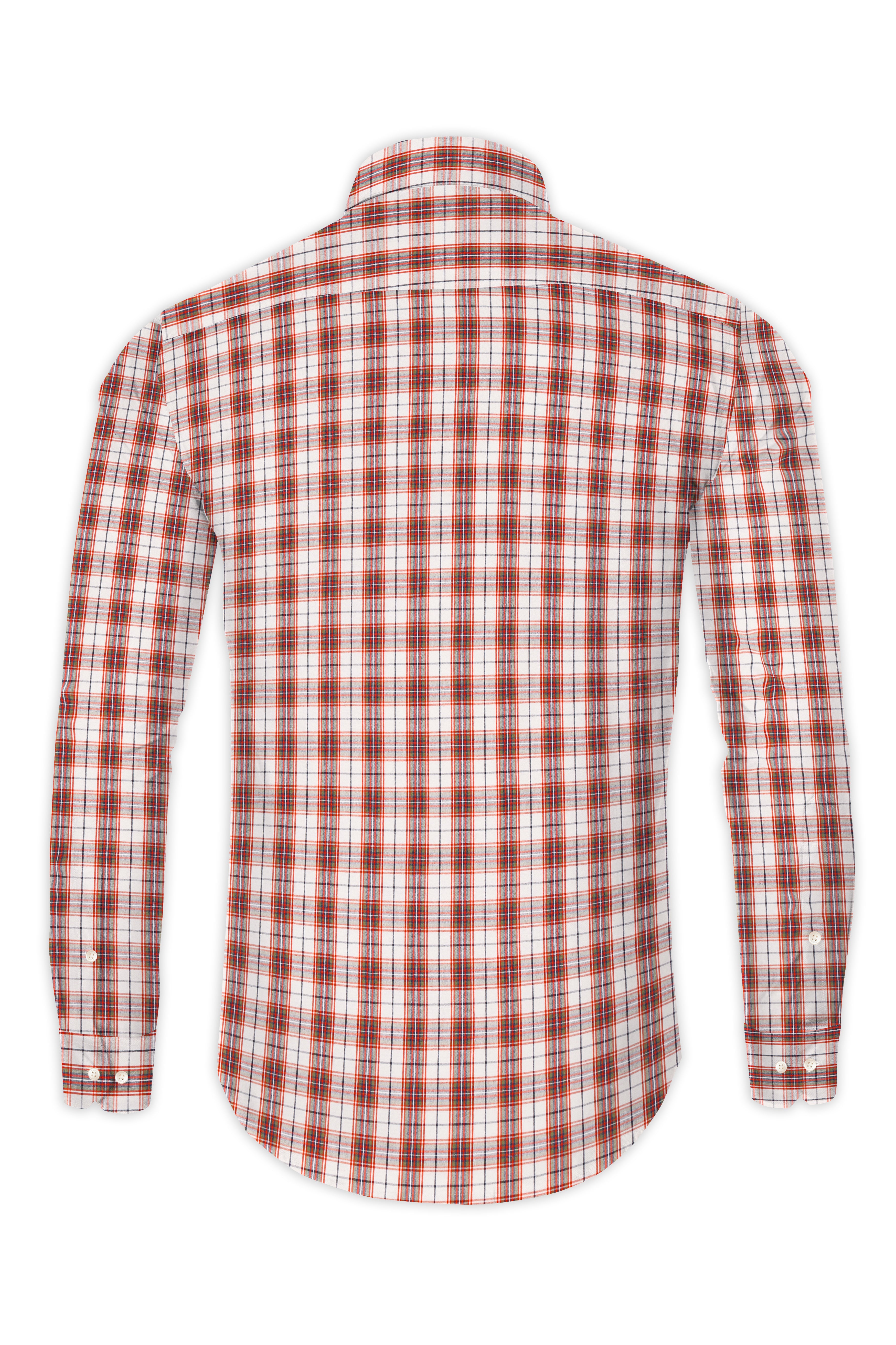 Crail Orange With Bright White Checkered Giza Cotton Shirt 12842-38, 12842-H-38, 12842-39, 12842-H-39, 12842-40, 12842-H-40, 12842-42, 12842-H-42, 12842-44, 12842-H-44, 12842-46, 12842-H-46, 12842-48, 12842-H-48, 12842-50, 12842-H-50, 12842-52, 12842-H-52