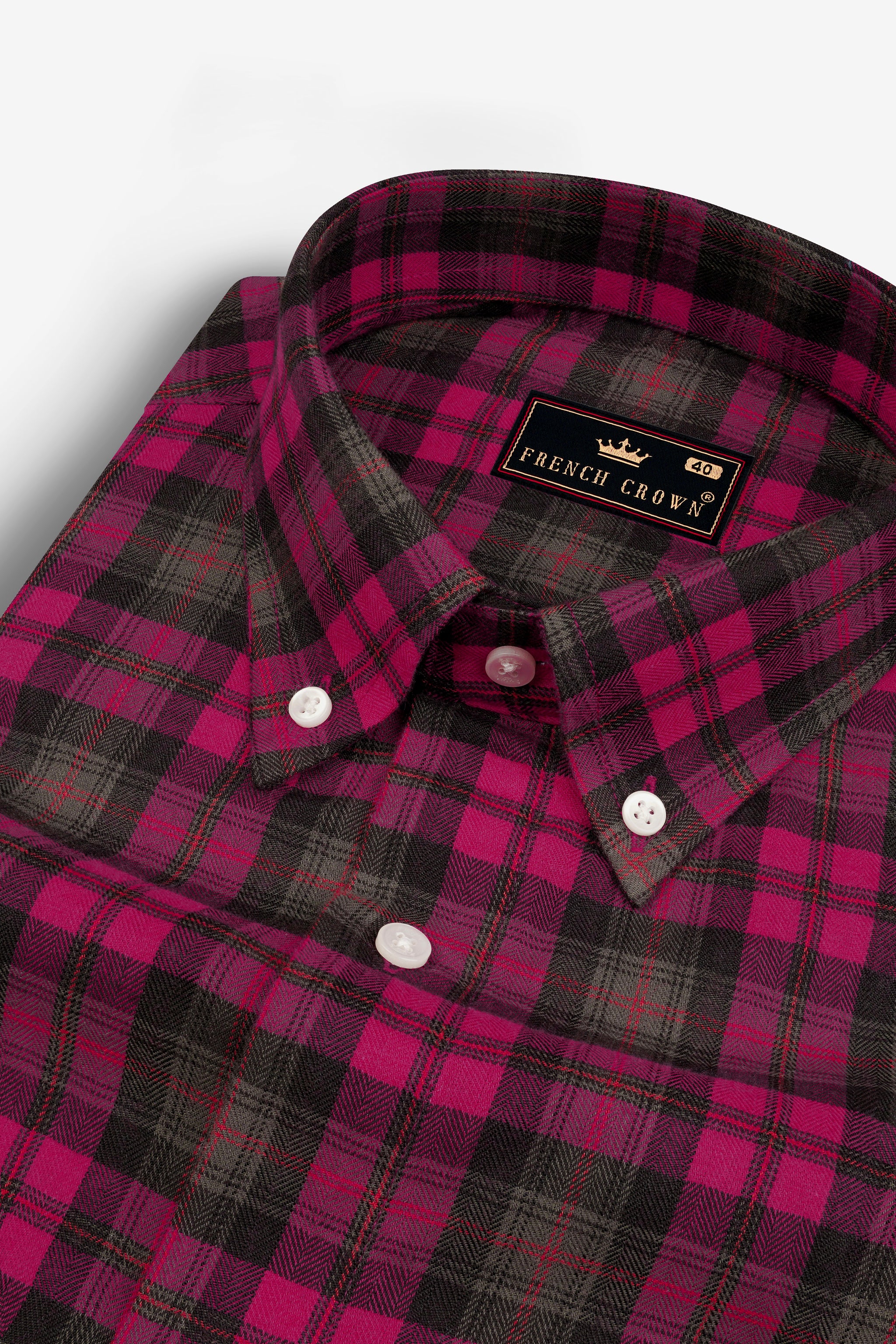 Stylish Light Pink Plaid Button-Up Shirt for Men