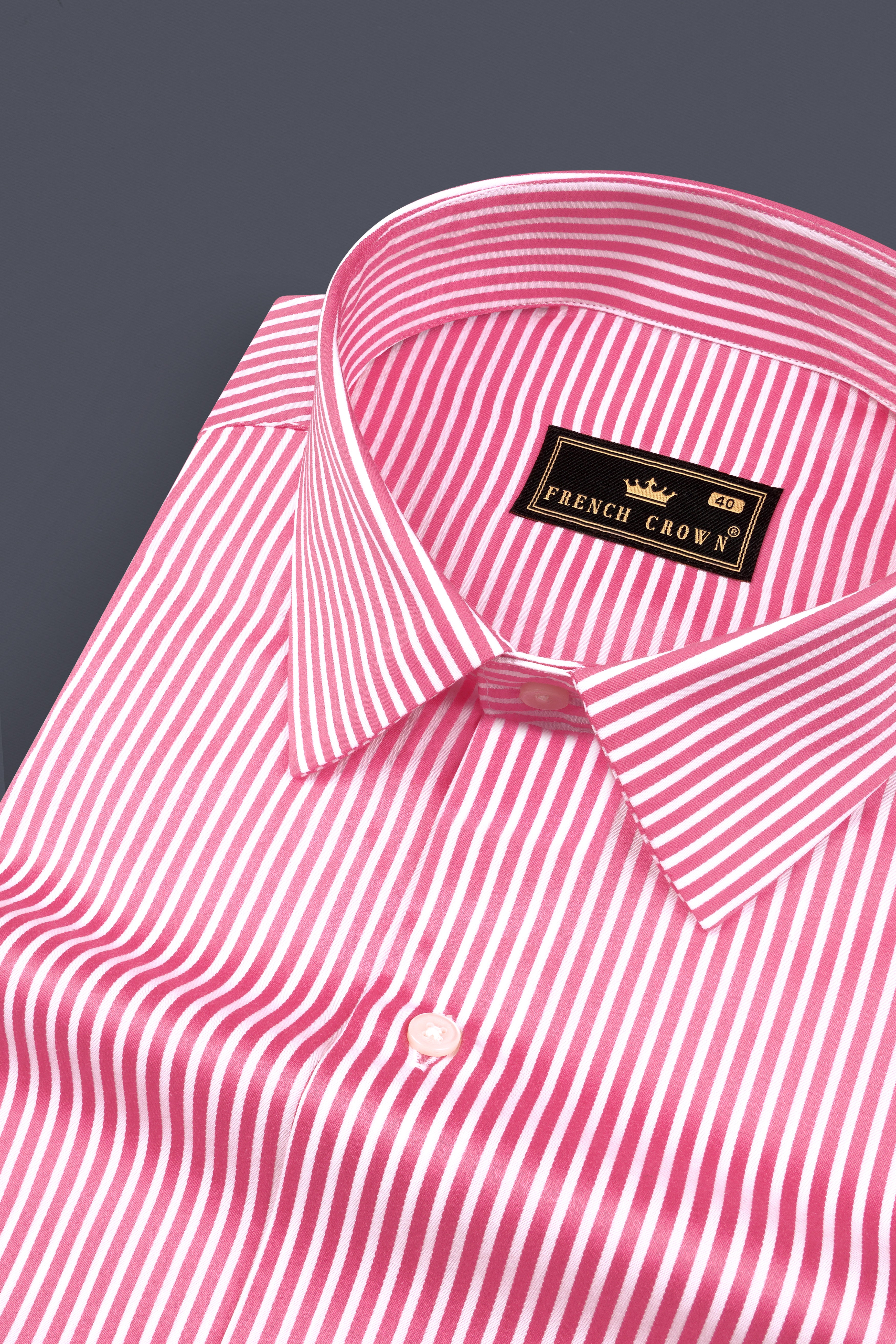 Brink Pink And Bright White Stripes Dobby Textured Premium Giza Cotton Shirt 12990-38 ,12990-H-38 ,12990-39 ,12990-H-39 ,12990-40 ,12990-H-40 ,12990-42 ,12990-H-42 ,12990-44 ,12990-H-44 ,12990-46 ,12990-H-46 ,12990-48 ,12990-H-48 ,12990-50 ,12990-H-50 ,12990-52 ,12990-H-52