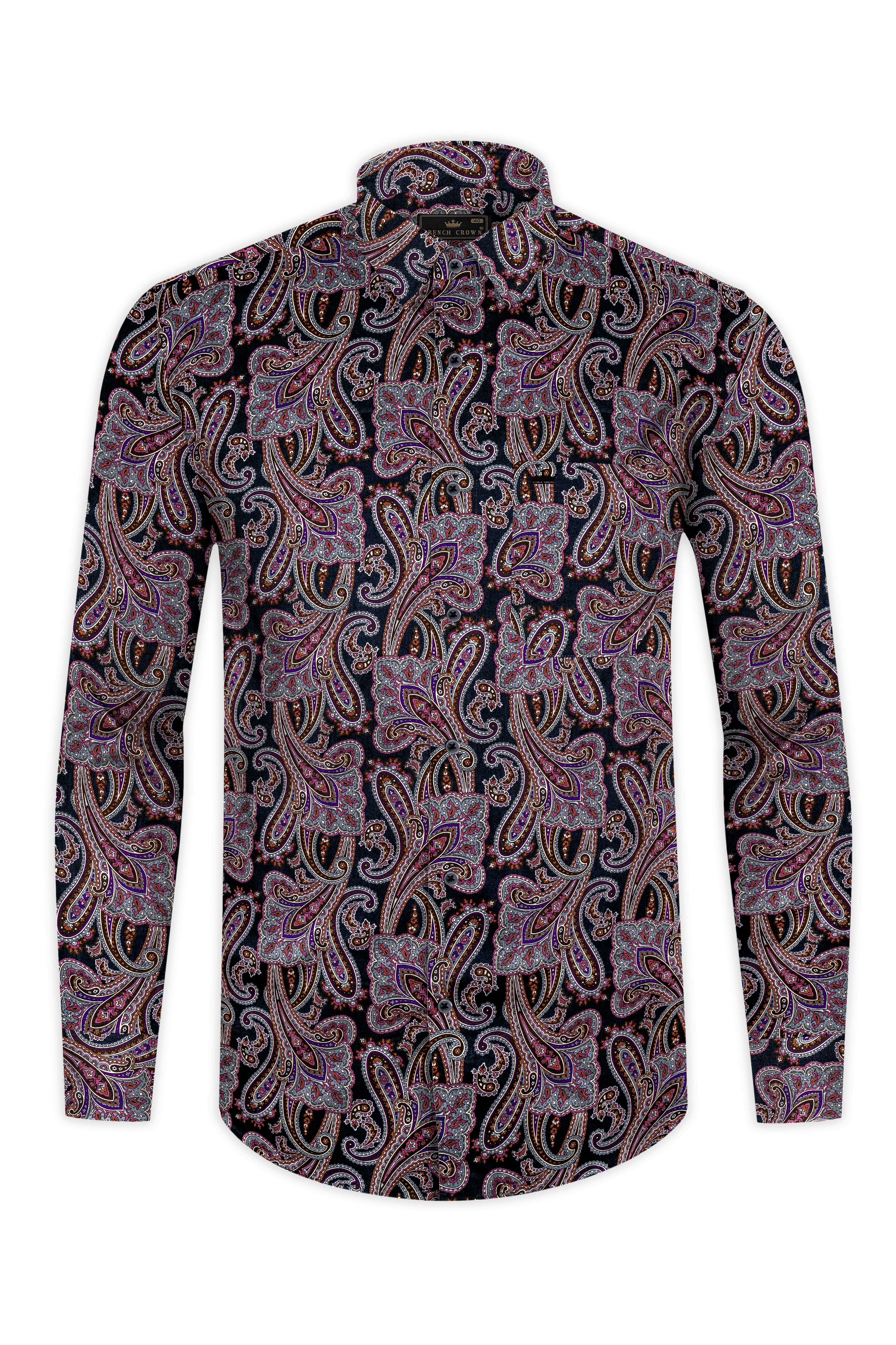 Thulian Pink And Jade Black Paisley Printed Subtle Sheen Super Soft Premium Cotton Shirt 13006-BLK-38, 13006-BLK-H-38, 13006-BLK-39, 13006-BLK-H-39, 13006-BLK-40, 13006-BLK-H-40, 13006-BLK-42, 13006-BLK-H-42, 13006-BLK-44, 13006-BLK-H-44, 13006-BLK-46, 13006-BLK-H-46, 13006-BLK-48, 13006-BLK-H-48, 13006-BLK-50, 13006-BLK-H-50, 13006-BLK-52, 13006-BLK-H-52