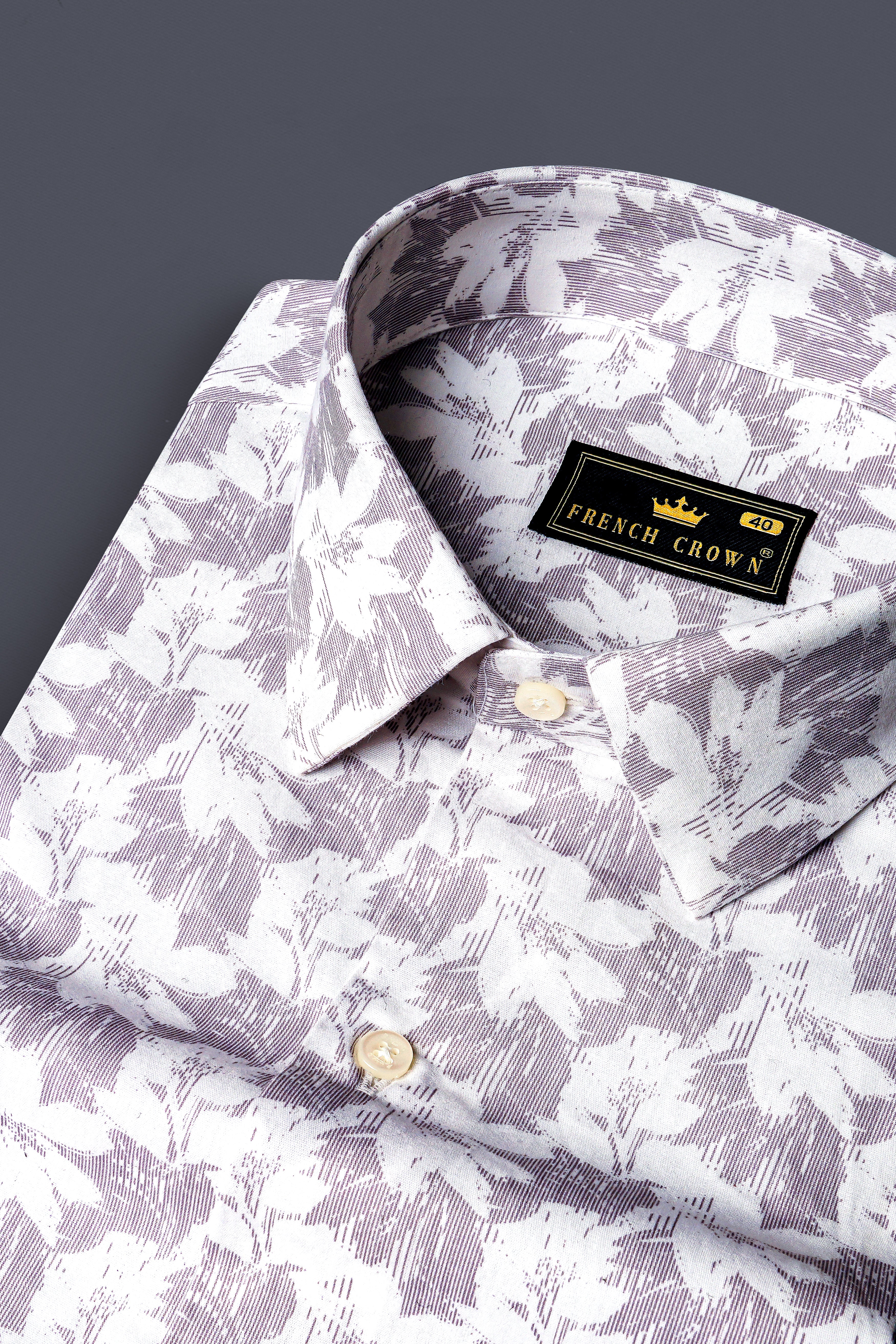 Mobster purple And Bright White Floral Prints Giza Cotton Shirt 13064-38, 13064-H-38, 13064-39, 13064-H-39, 13064-40, 13064-H-40, 13064-42, 13064-H-42, 13064-44, 13064-H-44, 13064-46, 13064-H-46, 13064-48, 13064-H-48, 13064-50, 13064-H-50, 13064-52, 13064-H-52
