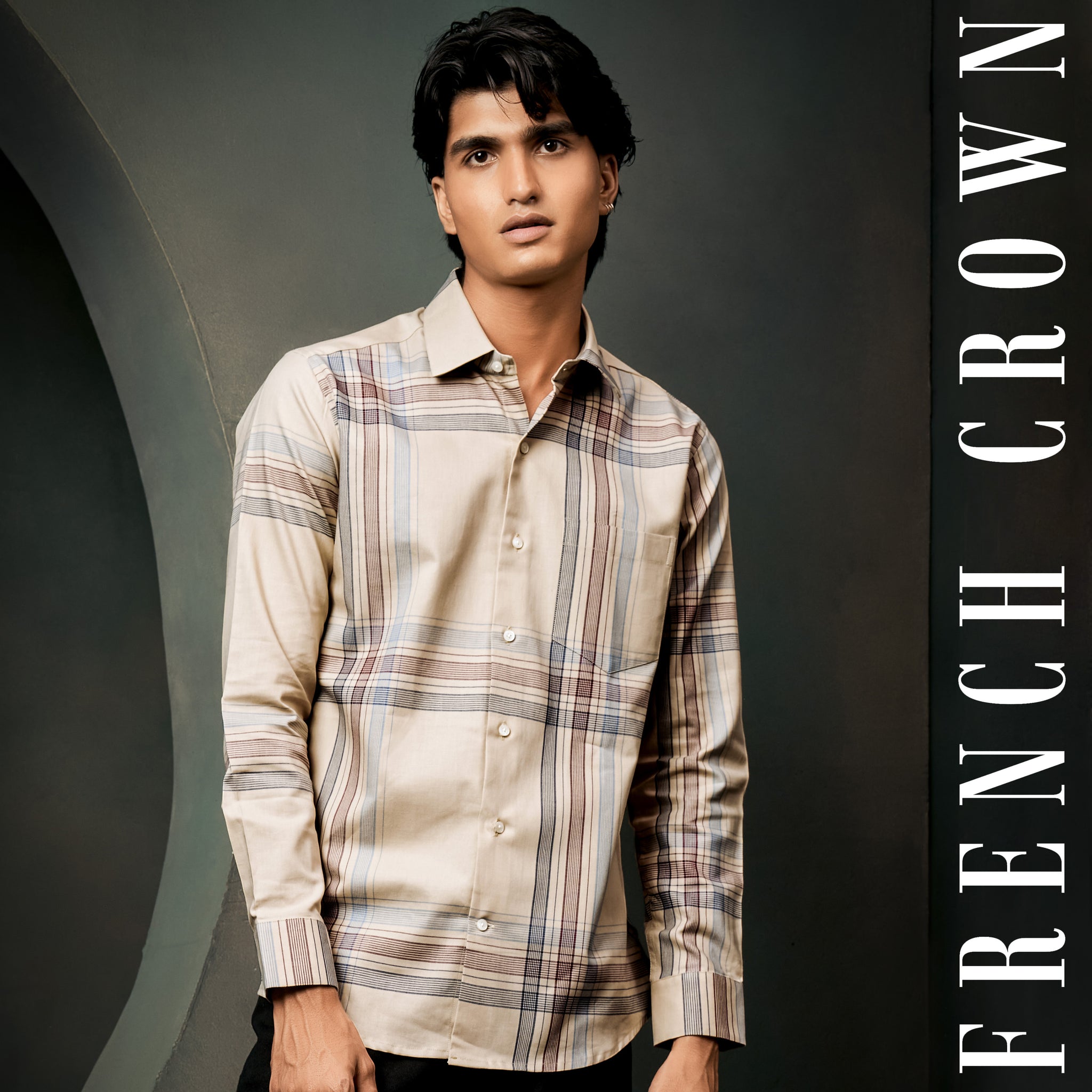 Wear Sierra Top Shelf Mens Turkish Cotton Plaid  Blue & Brown Casual Friday Shirt for Men