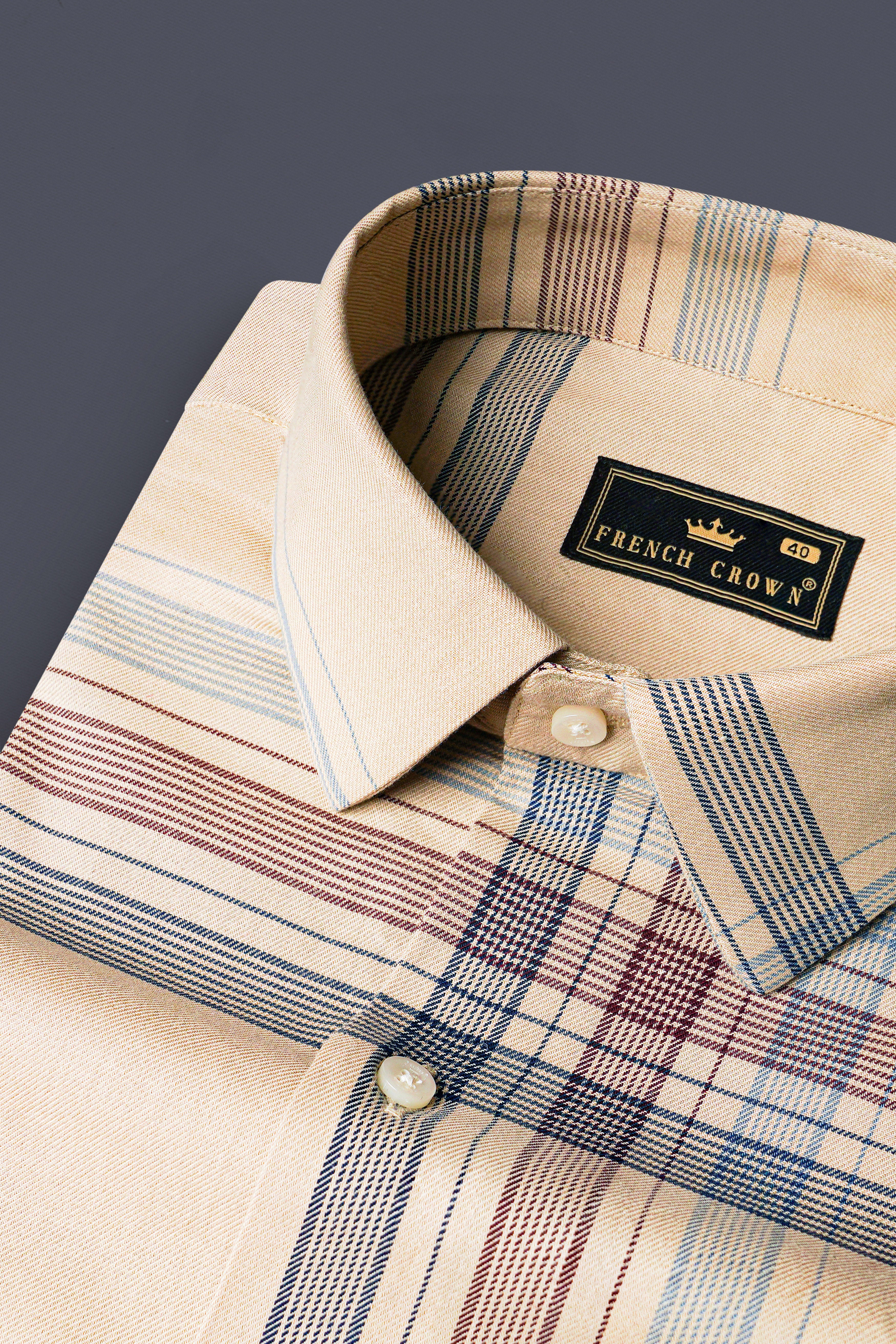 Akaroa Brown Plaid Twill Premium Cotton Shirt 13083-38, 13083-H-38, 13083-39, 13083-H-39, 13083-40, 13083-H-40, 13083-42, 13083-H-42, 13083-44, 13083-H-44, 13083-46, 13083-H-46, 13083-48, 13083-H-48, 13083-50, 13083-H-50, 13083-52, 13083-H-52
