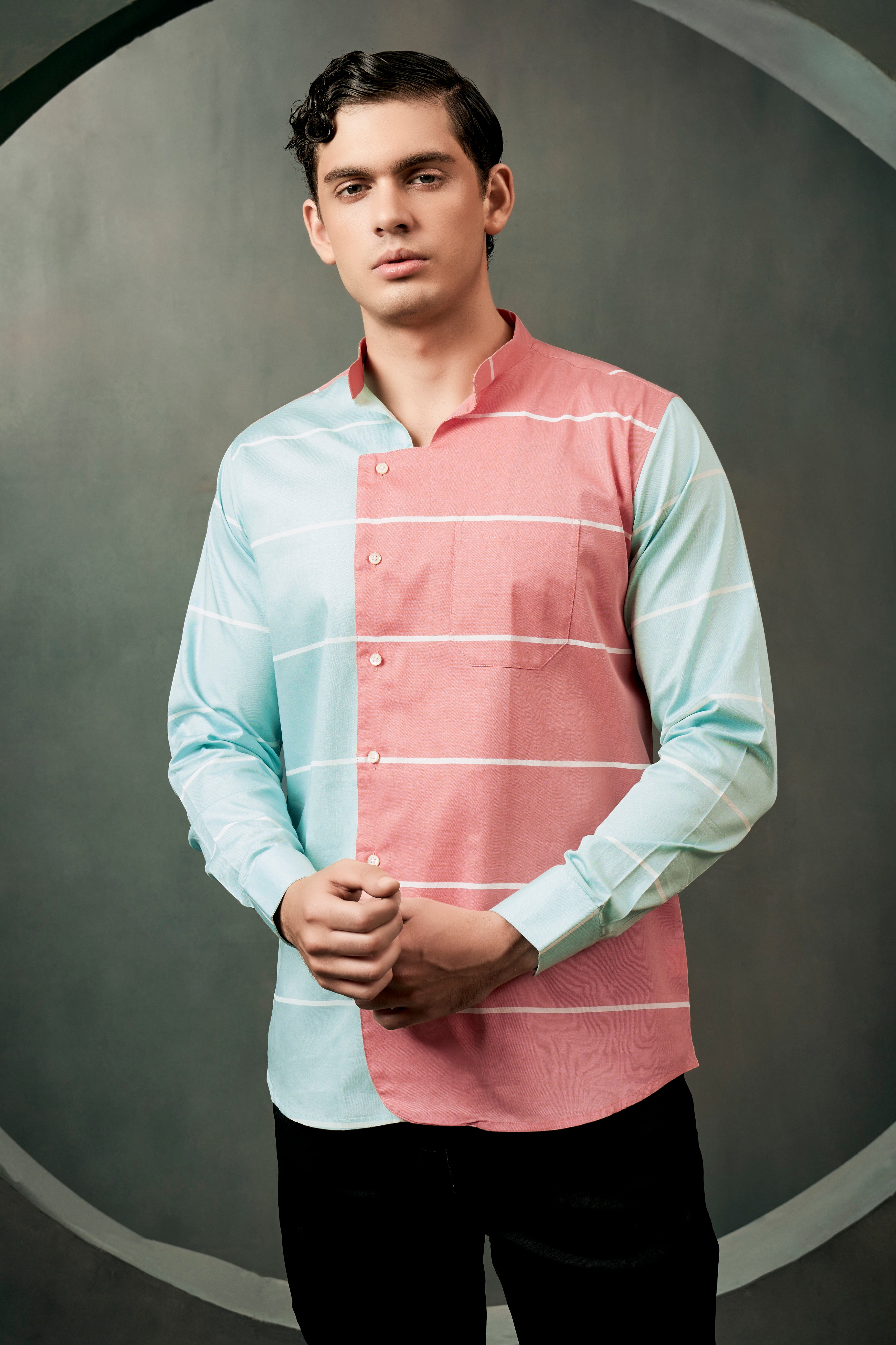 Bizarre Pink And Mercury Blue Striped Oxford Premium Cotton Designer Shirt 13116-M-P431-38, 13116-M-P431-H-38, 13116-M-P431-39, 13116-M-P431-H-39, 13116-M-P431-40, 13116-M-P431-H-40, 13116-M-P431-42, 13116-M-P431-H-42, 13116-M-P431-44, 13116-M-P431-H-44, 13116-M-P431-46, 13116-M-P431-H-46, 13116-M-P431-48, 13116-M-P431-H-48, 13116-M-P431-50, 13116-M-P431-H-50, 13116-M-P431-52, 13116-M-P431-H-52