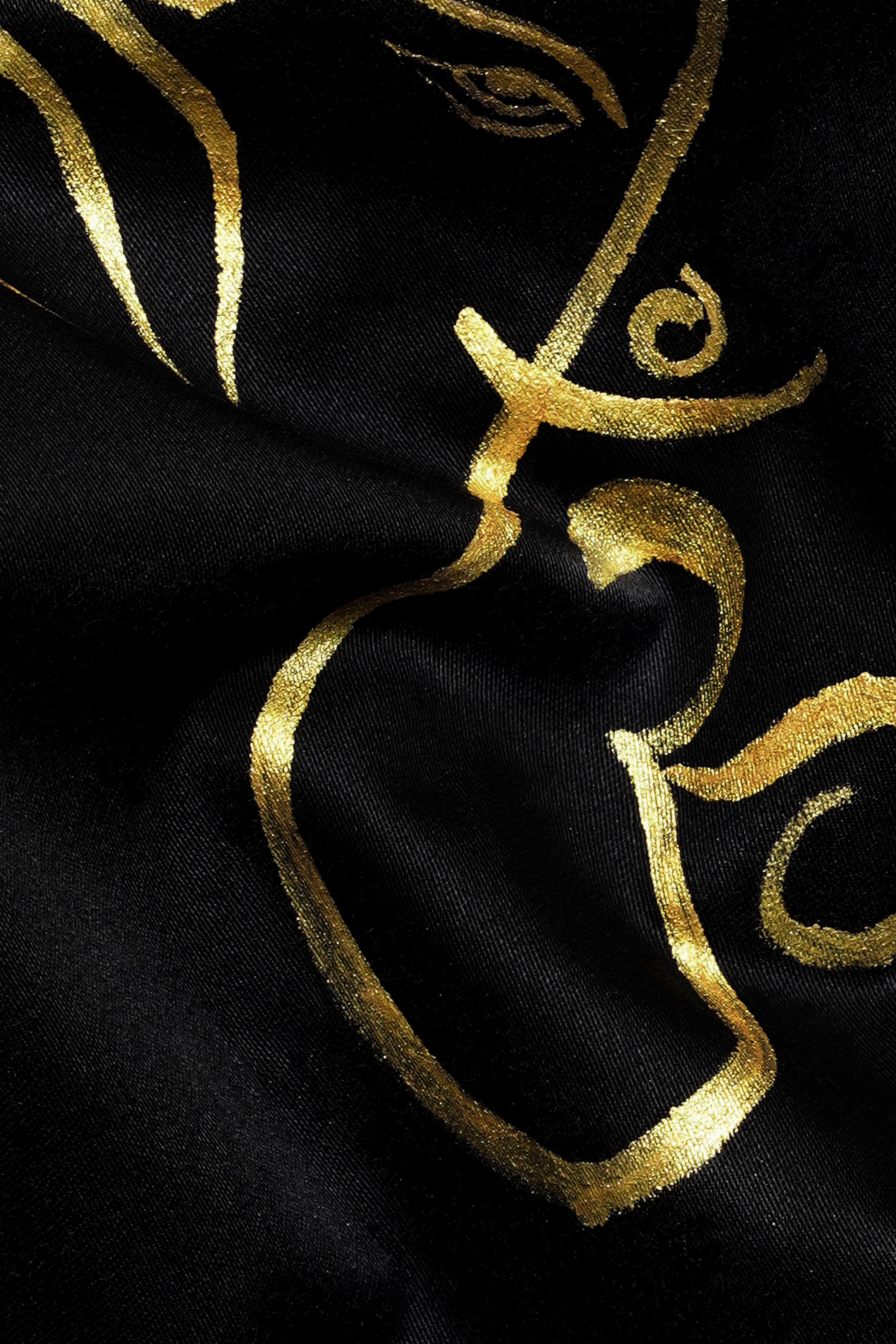 Jade Black with Lord Ganesh and OM Hand Painted Subtle Sheen Super Soft Premium Cotton Designer Shirt 1312-BLK-ART06-38, 1312-BLK-ART06-H-38, 1312-BLK-ART06-39, 1312-BLK-ART06-H-39, 1312-BLK-ART06-40, 1312-BLK-ART06-H-40, 1312-BLK-ART06-42, 1312-BLK-ART06-H-42, 1312-BLK-ART06-44, 1312-BLK-ART06-H-44, 1312-BLK-ART06-46, 1312-BLK-ART06-H-46, 1312-BLK-ART06-48, 1312-BLK-ART06-H-48, 1312-BLK-ART06-50, 1312-BLK-ART06-H-50, 1312-BLK-ART06-52, 1312-BLK-ART06-H-52