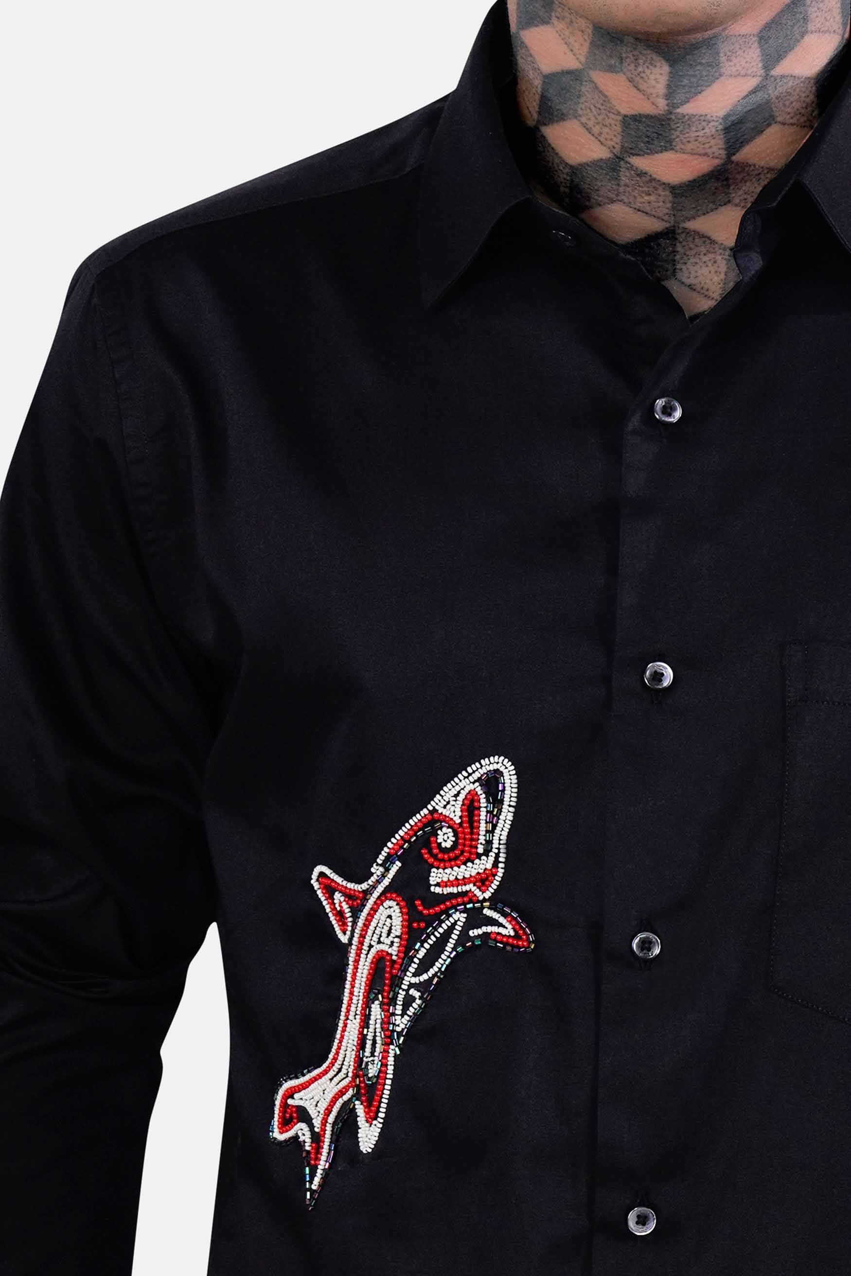 Jade Black Fish Hand Stitched Subtle Sheen Super Soft Premium Cotton Designer Shirt 1312-BLK-E267-38, 1312-BLK-E267-H-38, 1312-BLK-E267-39, 1312-BLK-E267-H-39, 1312-BLK-E267-40, 1312-BLK-E267-H-40, 1312-BLK-E267-42, 1312-BLK-E267-H-42, 1312-BLK-E267-44, 1312-BLK-E267-H-44, 1312-BLK-E267-46, 1312-BLK-E267-H-46, 1312-BLK-E267-48, 1312-BLK-E267-H-48, 1312-BLK-E267-50, 1312-BLK-E267-H-50, 1312-BLK-E267-52, 1312-BLK-E267-H-52