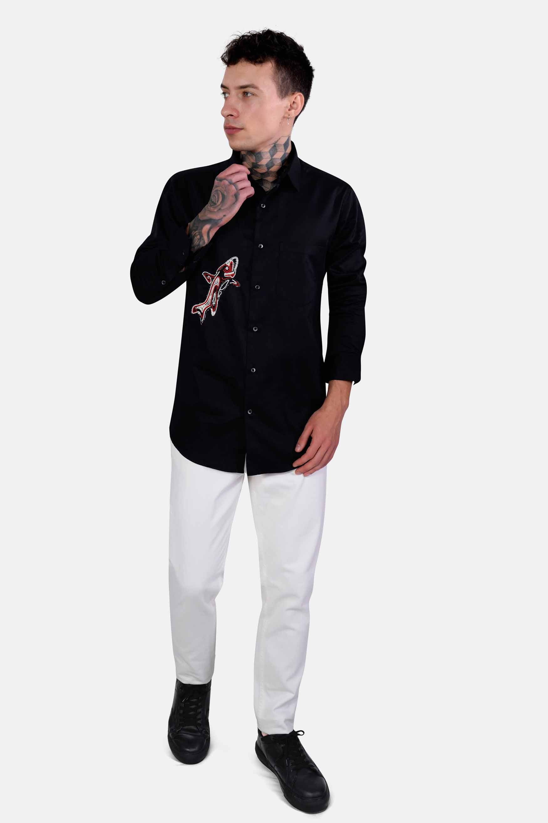 Jade Black Fish Hand Stitched Subtle Sheen Super Soft Premium Cotton Designer Shirt 1312-BLK-E267-38, 1312-BLK-E267-H-38, 1312-BLK-E267-39, 1312-BLK-E267-H-39, 1312-BLK-E267-40, 1312-BLK-E267-H-40, 1312-BLK-E267-42, 1312-BLK-E267-H-42, 1312-BLK-E267-44, 1312-BLK-E267-H-44, 1312-BLK-E267-46, 1312-BLK-E267-H-46, 1312-BLK-E267-48, 1312-BLK-E267-H-48, 1312-BLK-E267-50, 1312-BLK-E267-H-50, 1312-BLK-E267-52, 1312-BLK-E267-H-52