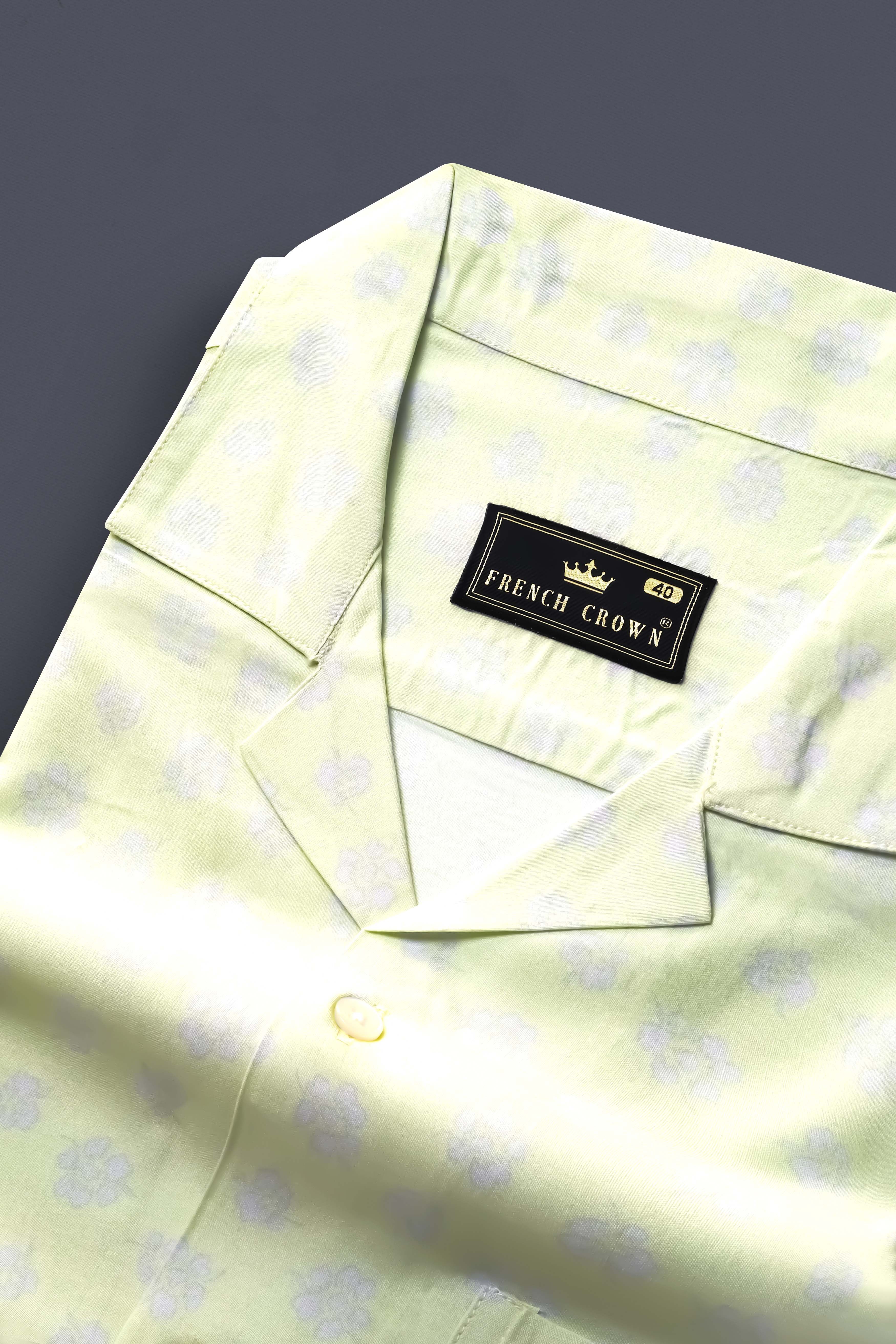 Orinoco Green Flower Printed Super Soft Tencel Cotton Blend Shirt