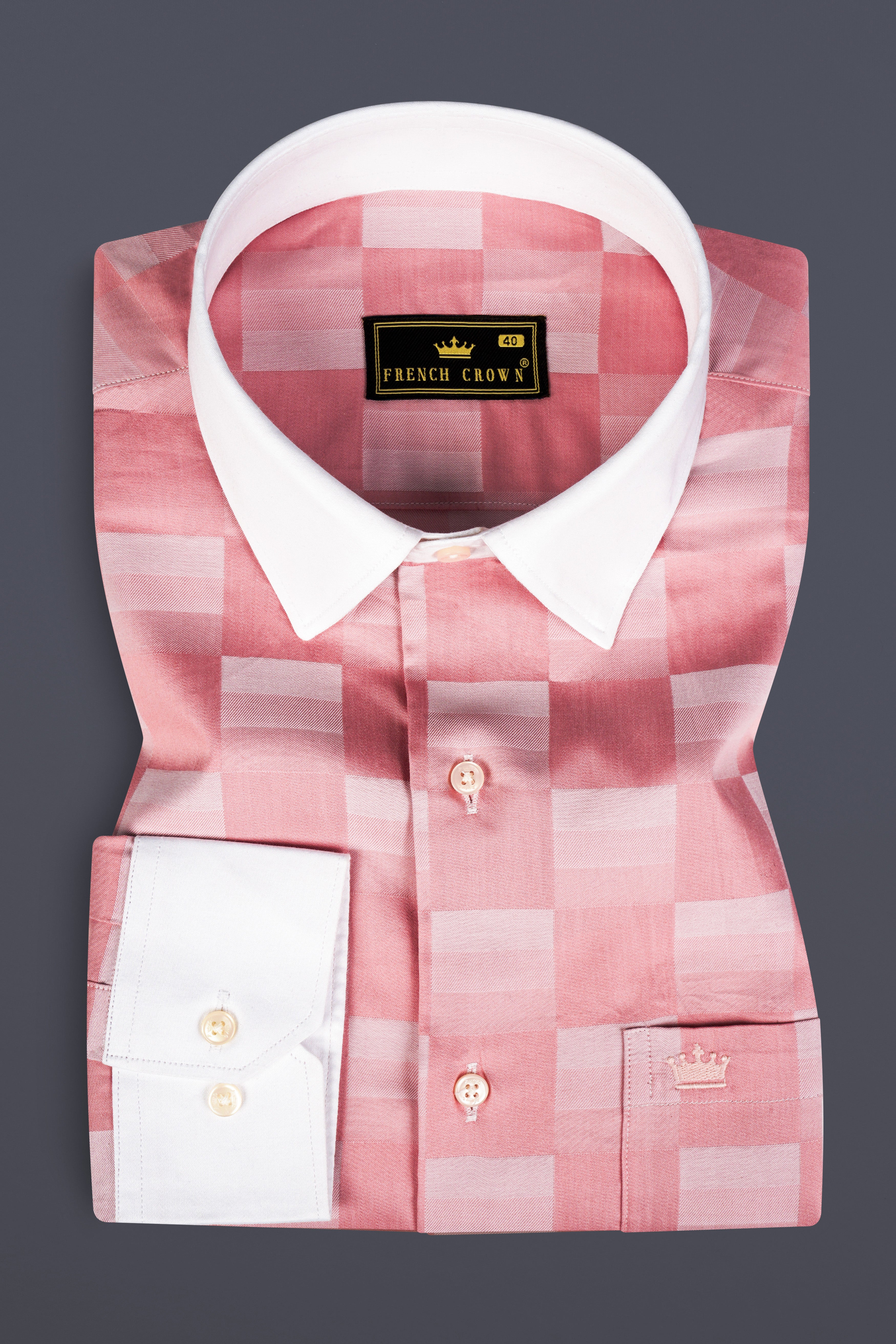 Shilo Pink Plaid Jacquard Textured Premium Cotton Shirt 13125-WCC-38, 13125-WCC-H-38, 13125-WCC-39, 13125-WCC-H-39, 13125-WCC-40, 13125-WCC-H-40, 13125-WCC-42, 13125-WCC-H-42, 13125-WCC-44, 13125-WCC-H-44, 13125-WCC-46, 13125-WCC-H-46, 13125-WCC-48, 13125-WCC-H-48, 13125-WCC-50, 13125-WCC-H-50, 13125-WCC-52, 13125-WCC-H-52