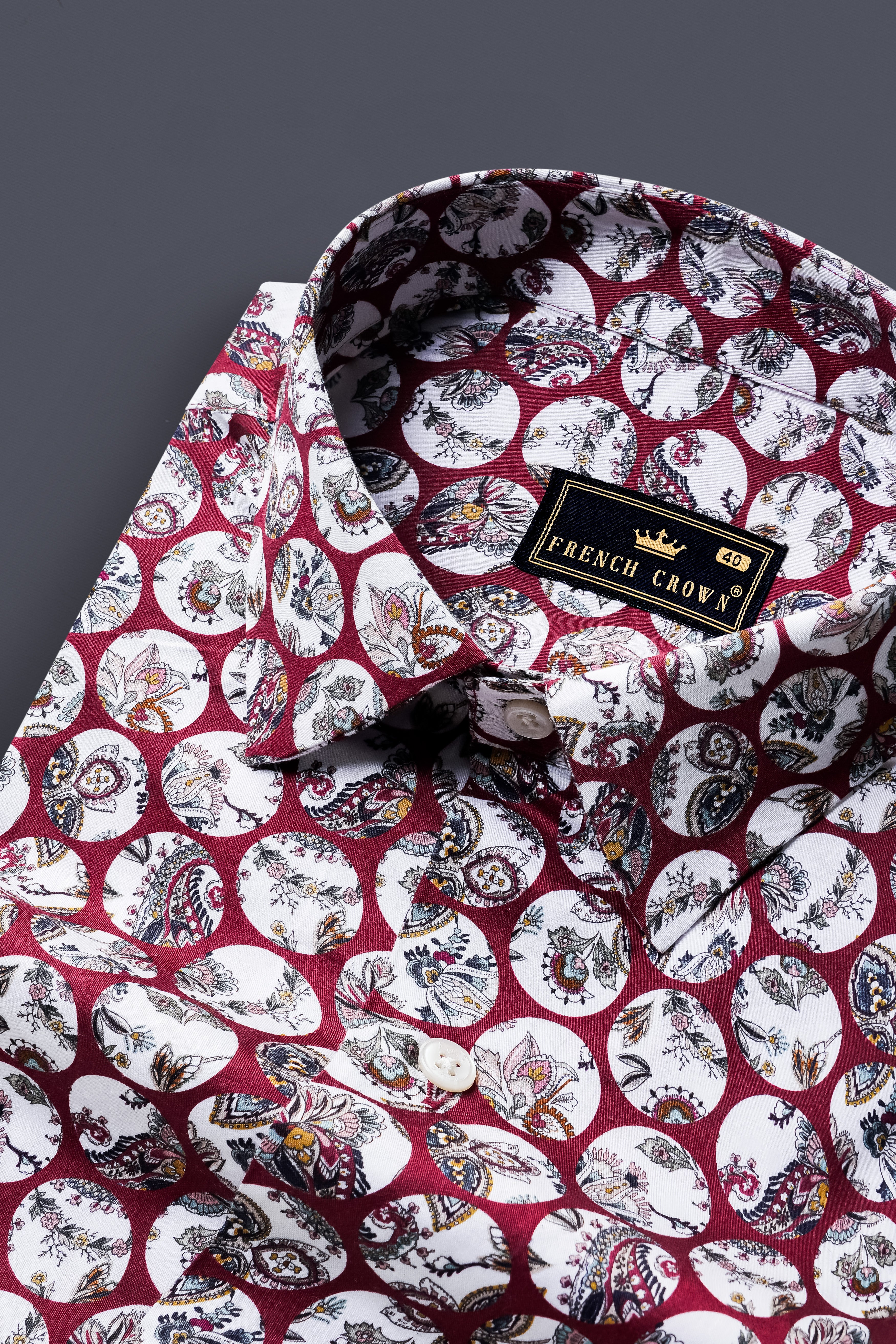 Persian Plum Maroon and White Multicolour Floral Printed Subtle Sheen Super Soft Premium Cotton Shirt 13155-38, 13155-H-38, 13155-39, 13155-H-39, 13155-40, 13155-H-40, 13155-42, 13155-H-42, 13155-44, 13155-H-44, 13155-46, 13155-H-46, 13155-48, 13155-H-48, 13155-50, 13155-H-50, 13155-52, 13155-H-52
