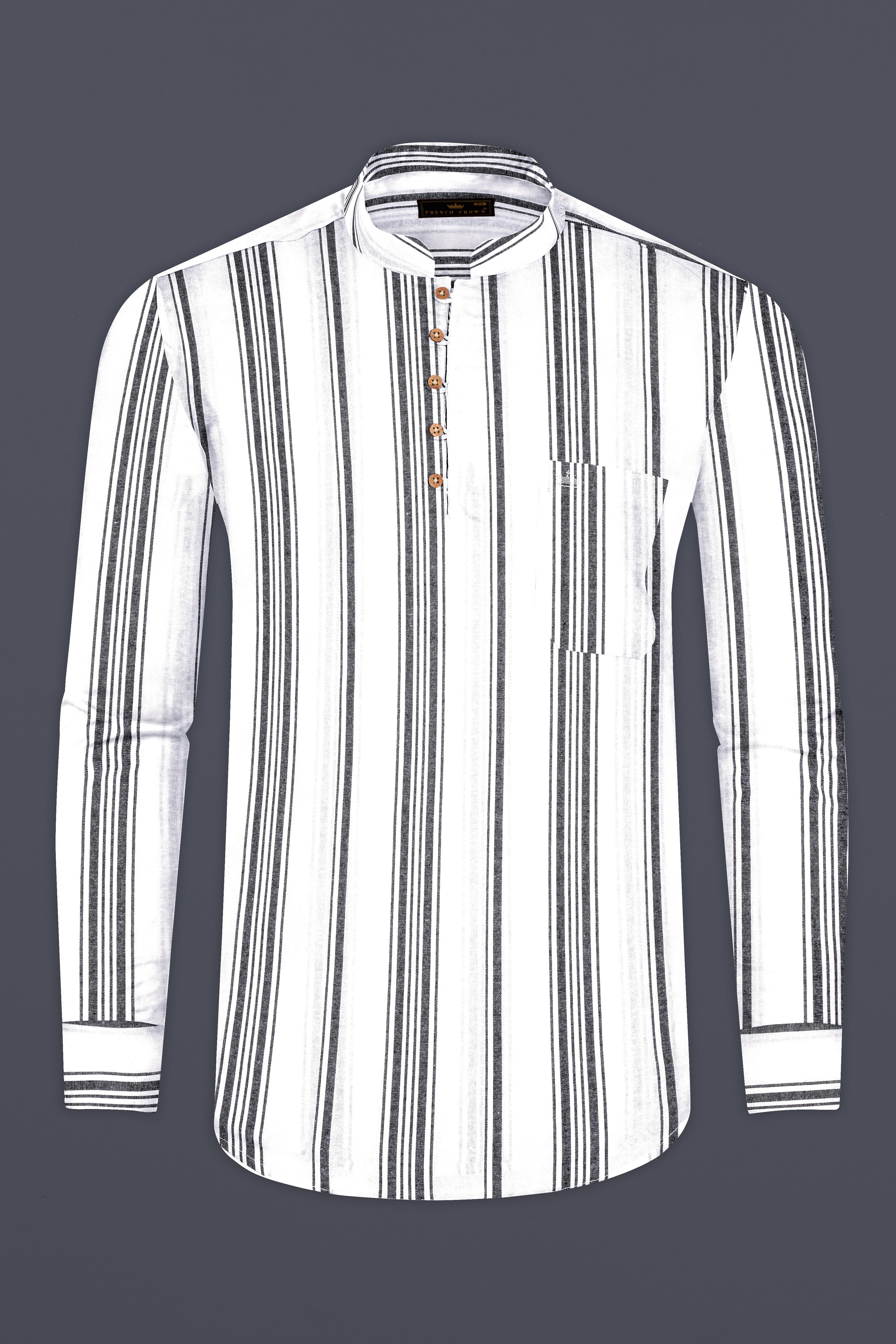 Bright White And Abbey Gray Striped Oxford Premium Cotton Kurta Shirt 13159-KS-38, 13159-KS-H-38, 13159-KS-39, 13159-KS-H-39, 13159-KS-40, 13159-KS-H-40, 13159-KS-42, 13159-KS-H-42, 13159-KS-44, 13159-KS-H-44, 13159-KS-46, 13159-KS-H-46, 13159-KS-48, 13159-KS-H-48, 13159-KS-50, 13159-KS-H-50, 13159-KS-52, 13159-KS-H-52