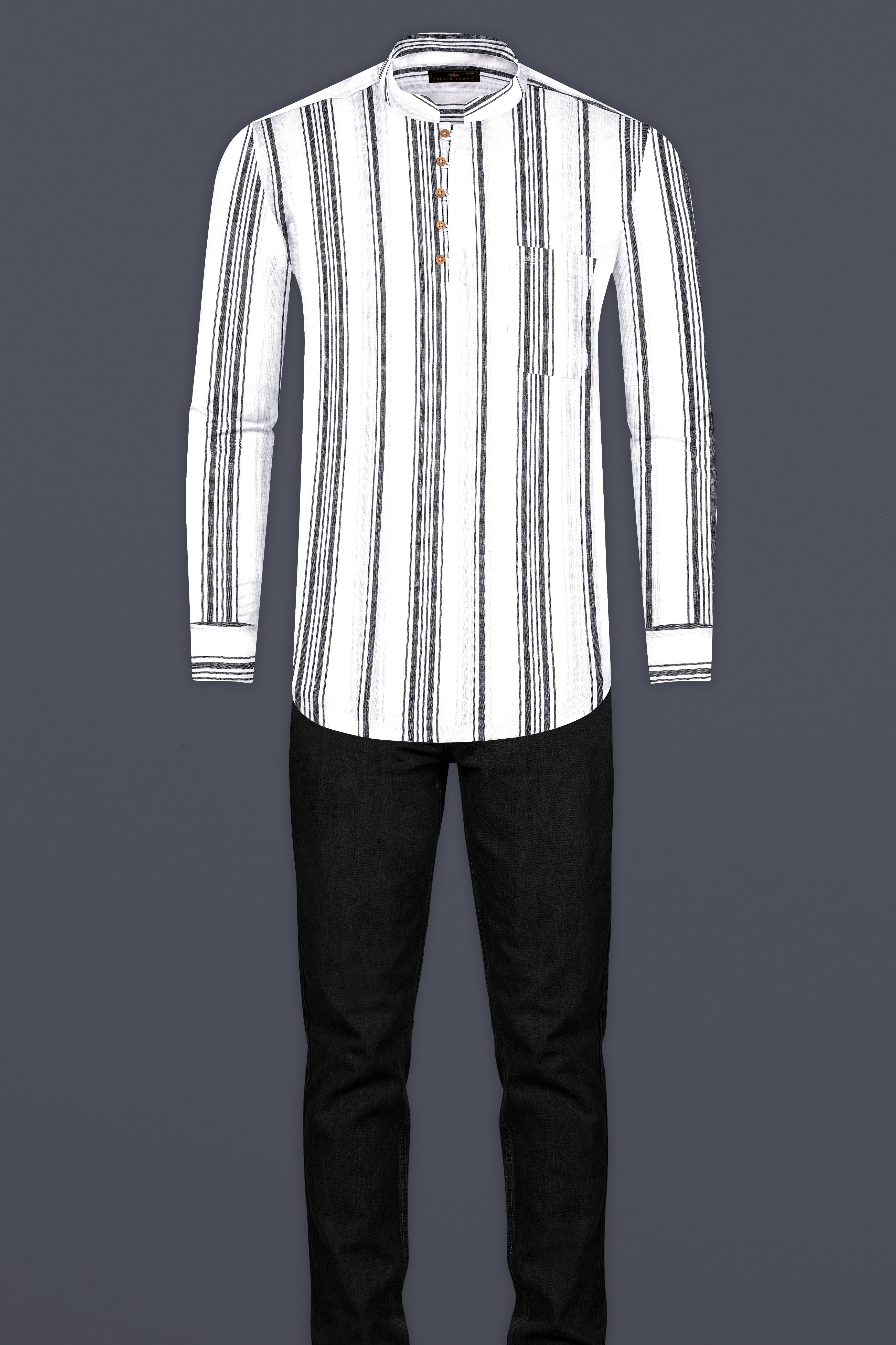 Bright White And Abbey Gray Striped Oxford Premium Cotton Kurta Shirt 13159-KS-38, 13159-KS-H-38, 13159-KS-39, 13159-KS-H-39, 13159-KS-40, 13159-KS-H-40, 13159-KS-42, 13159-KS-H-42, 13159-KS-44, 13159-KS-H-44, 13159-KS-46, 13159-KS-H-46, 13159-KS-48, 13159-KS-H-48, 13159-KS-50, 13159-KS-H-50, 13159-KS-52, 13159-KS-H-52