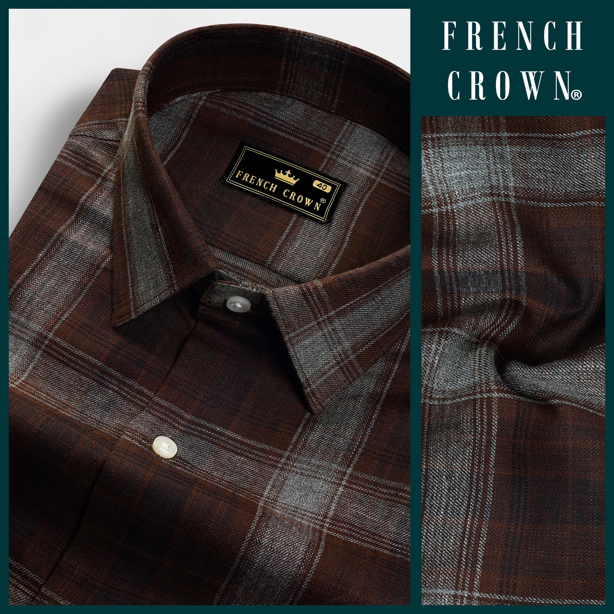 Men's Heritage Plaid Check Full Sleeve Brown Shirt