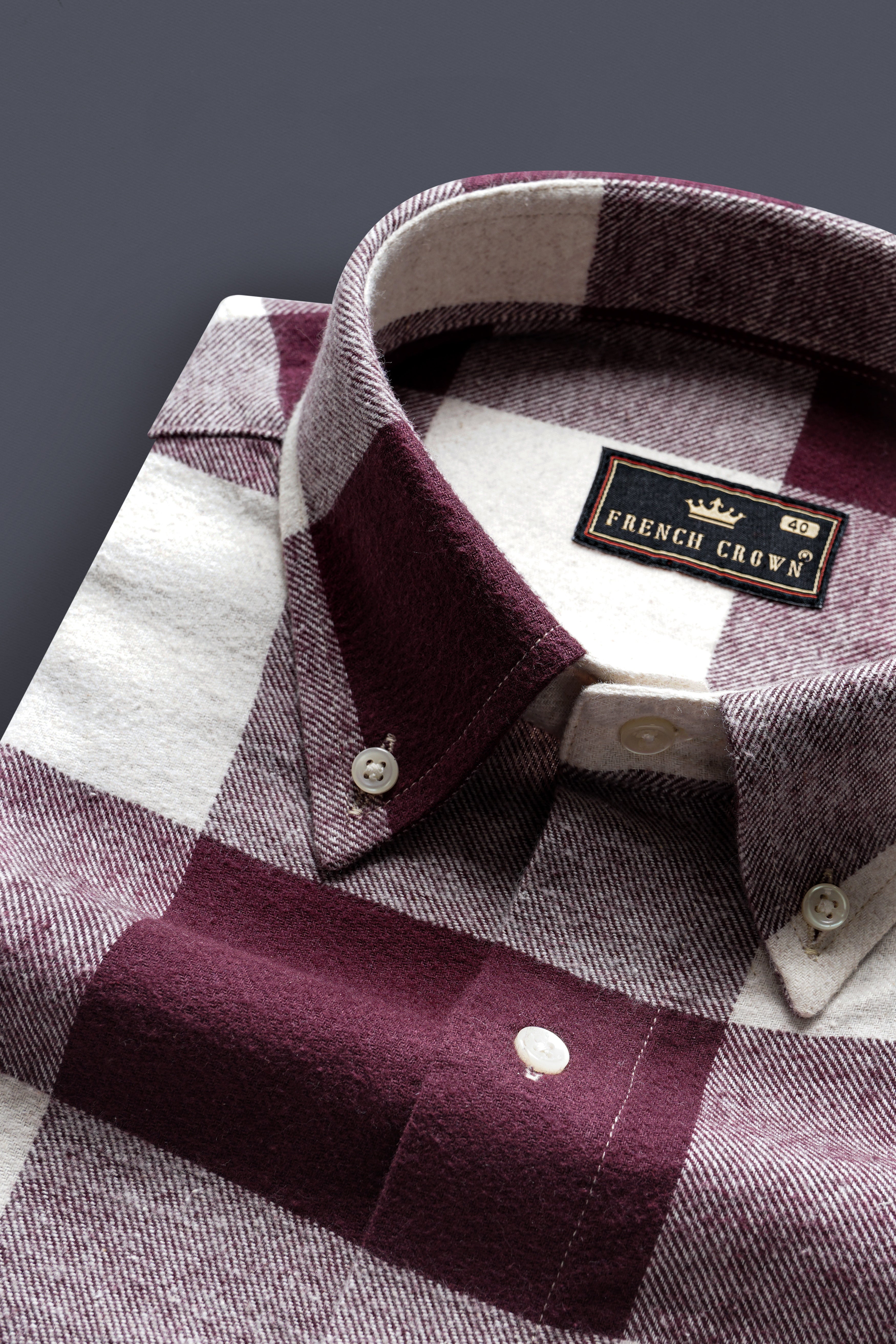 Wine Berry And Bright White Checked Heavyweight Flannel Cotton Shirt 13190-BD-38, 13190-BD-H-38, 13190-BD-39, 13190-BD-H-39, 13190-BD-40, 13190-BD-H-40, 13190-BD-42, 13190-BD-H-42, 13190-BD-44, 13190-BD-H-44, 13190-BD-46, 13190-BD-H-46, 13190-BD-48, 13190-BD-H-48, 13190-BD-50, 13190-BD-H-50, 13190-BD-52, 13190-BD-H-52