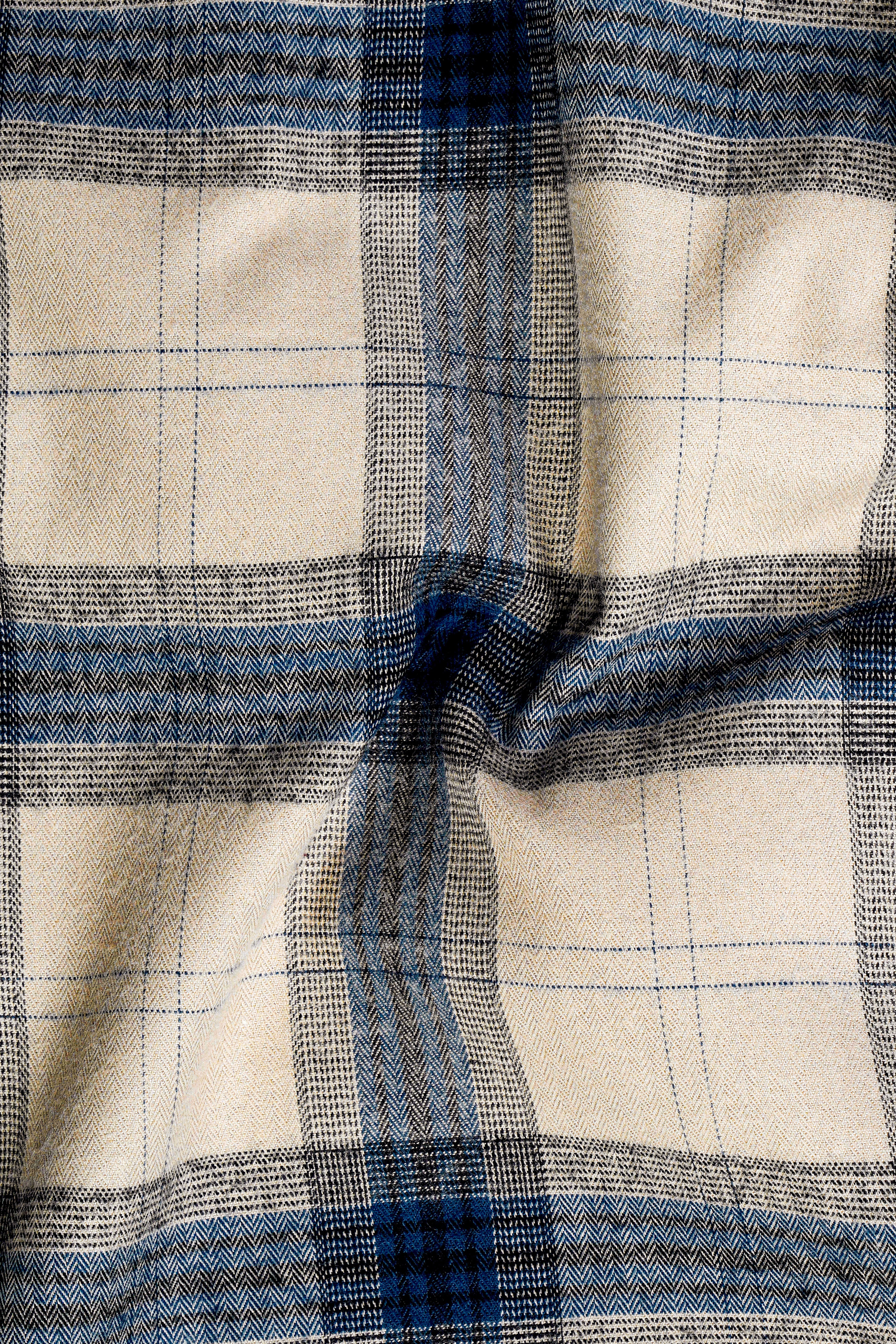 Sisal Cream And Astronaut Blue Plaid Herringbone Pattern Premium Cotton Shirt 13194-BLE-38, 13194-BLE-H-38, 13194-BLE-39, 13194-BLE-H-39, 13194-BLE-40, 13194-BLE-H-40, 13194-BLE-42, 13194-BLE-H-42, 13194-BLE-44, 13194-BLE-H-44, 13194-BLE-46, 13194-BLE-H-46, 13194-BLE-48, 13194-BLE-H-48, 13194-BLE-50, 13194-BLE-H-50, 13194-BLE-52, 13194-BLE-H-52