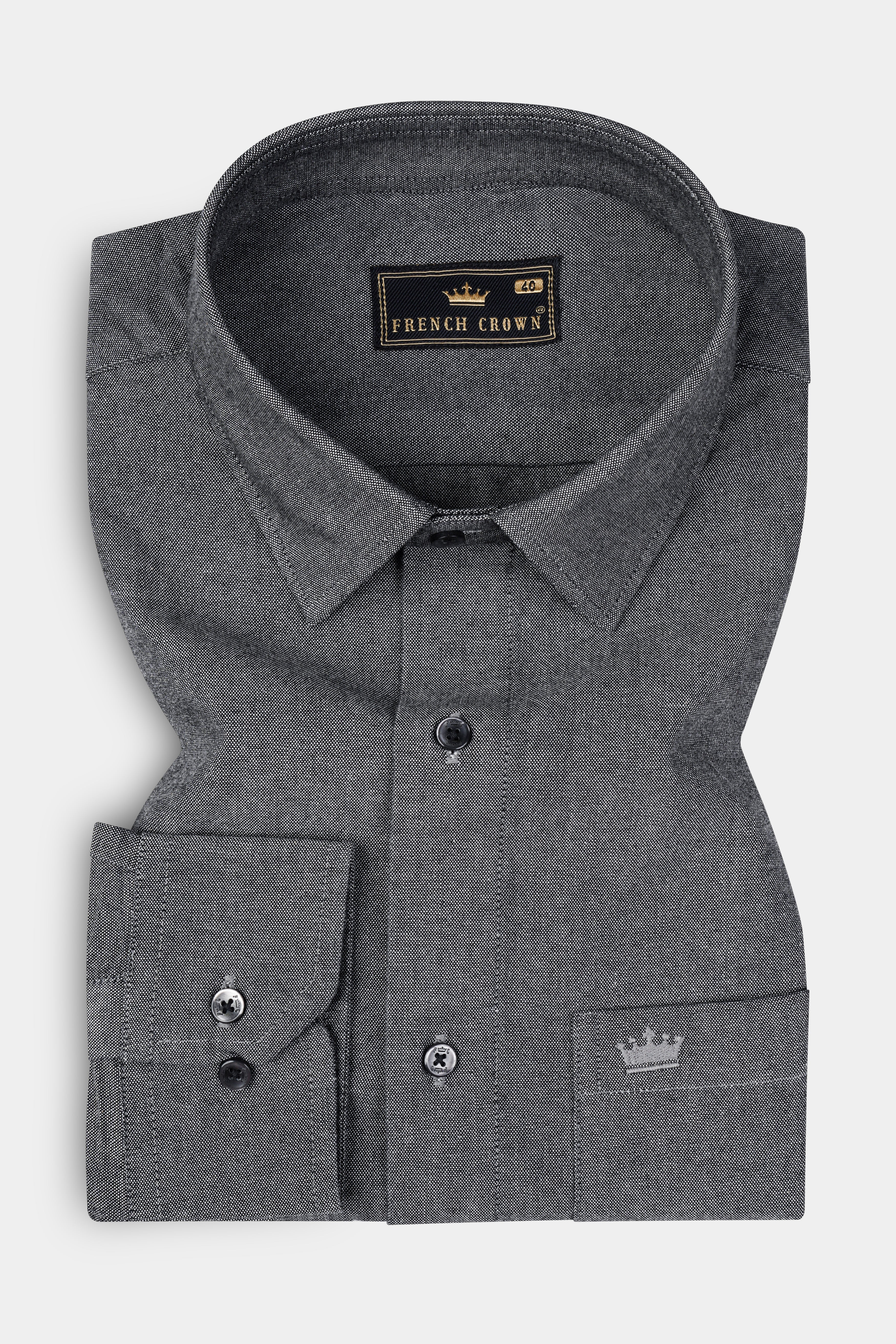 Charcoal Gray Textured Royal Oxford Premium Cotton Shirt 13204-BLK-38, 13204-BLK-H-38, 13204-BLK-39, 13204-BLK-H-39, 13204-BLK-40, 13204-BLK-H-40, 13204-BLK-42, 13204-BLK-H-42, 13204-BLK-44, 13204-BLK-H-44, 13204-BLK-46, 13204-BLK-H-46, 13204-BLK-48, 13204-BLK-H-48, 13204-BLK-50, 13204-BLK-H-50, 13204-BLK-52, 13204-BLK-H-52